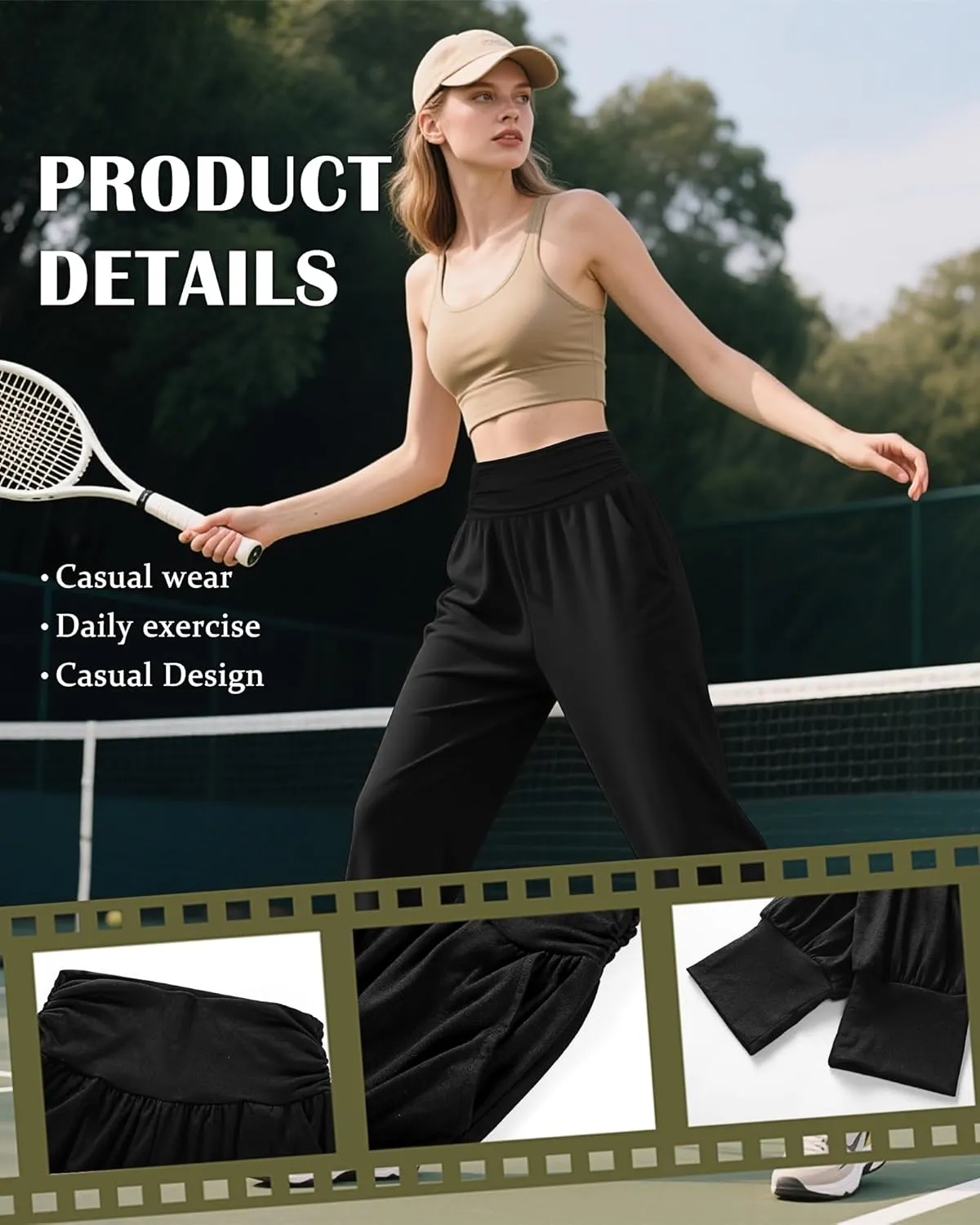 2 Pack Women's Yoga Joggers, Cozy Sweatpants with Pockets Casual Loose Comfy High Waisted Lounge Pants