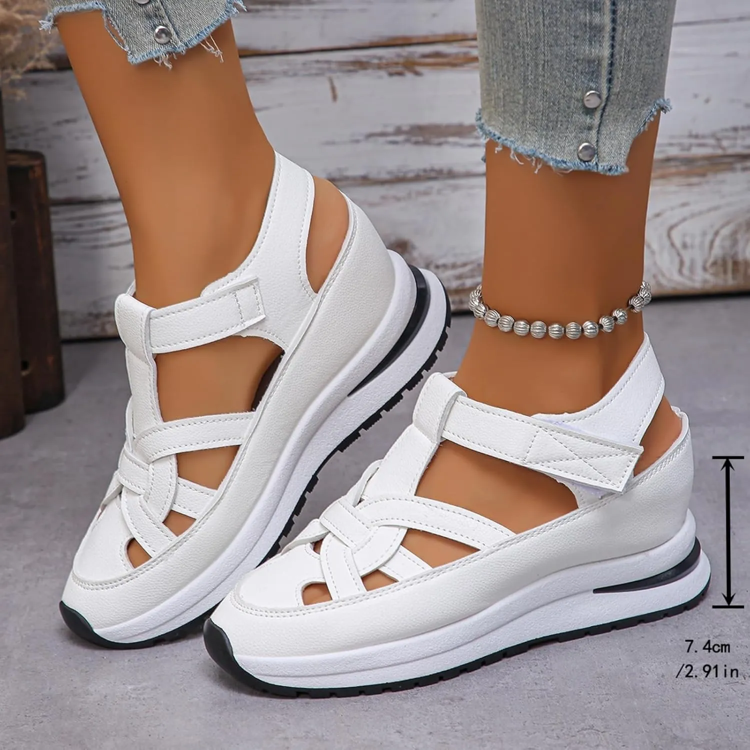 2025 Bomre Orthopedic Sandals, Women's Hollow Out Breathable Platform Wedge Sandals, Arch Support Closed Toe Shoes