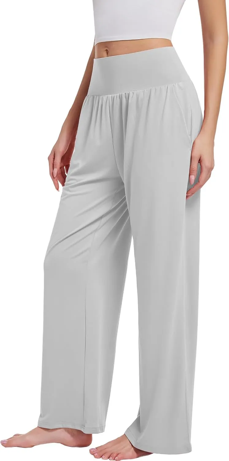 3PACK Women's Casual Loose Wide Leg Cozy Pants Yoga High Waisted Sweatpants Comfy Lounge Pants with Pants with Pockets