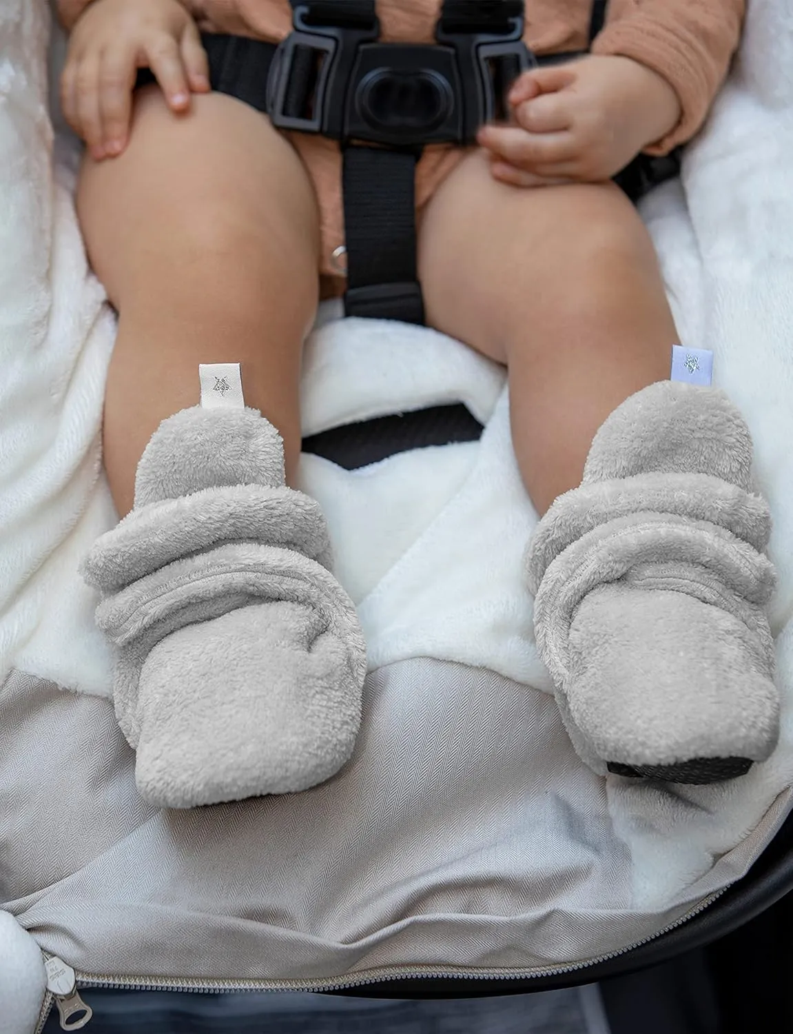 7AM Enfant Plush Baby Booties - Water Repellent Baby Shoes for Girls & Boys, Ultra Soft Winter Socks & Slippers for Infants