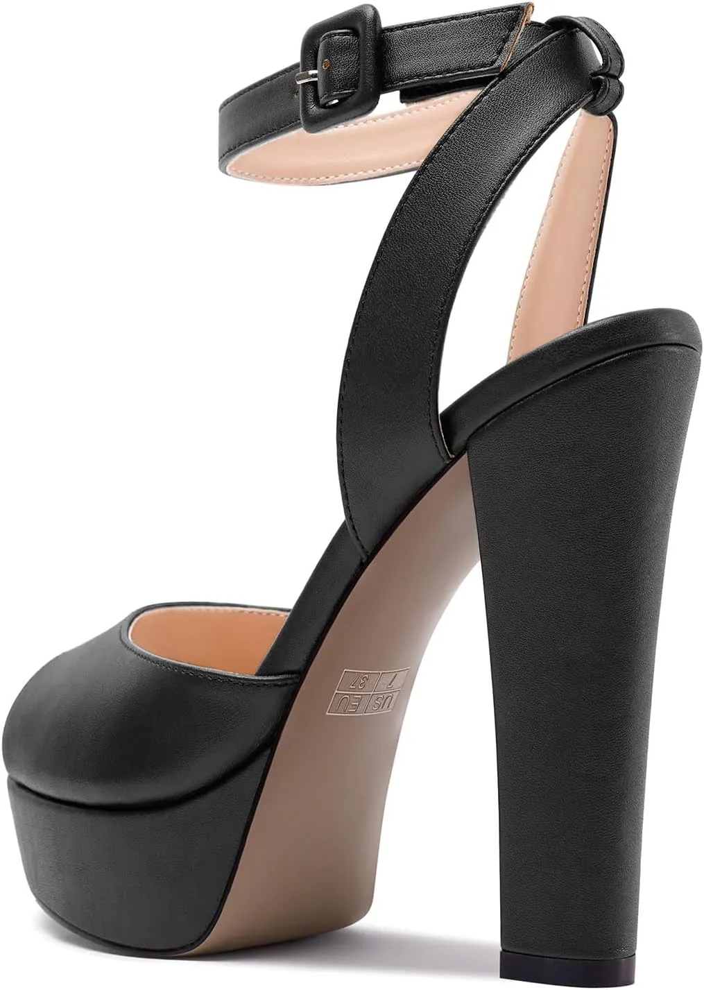 Aachcol Womens Chunky Block High Platform Heel Peep Open Toe Sandals Ankle Strap Slingback Buckle Prom Dress Summer 5.1 Inches Heels