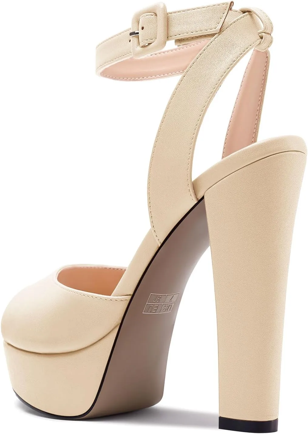 Aachcol Womens Chunky Block High Platform Heel Peep Open Toe Sandals Ankle Strap Slingback Buckle Prom Dress Summer 5.1 Inches Heels