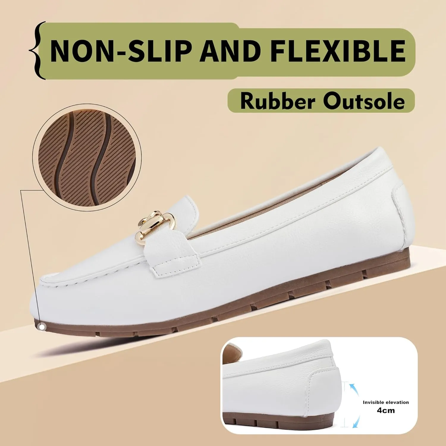 ABEJOJO Women's Loafer Shoes, Comfortable Slip on Casual Flat Penny Shoes for Walking, Driving, Dressy