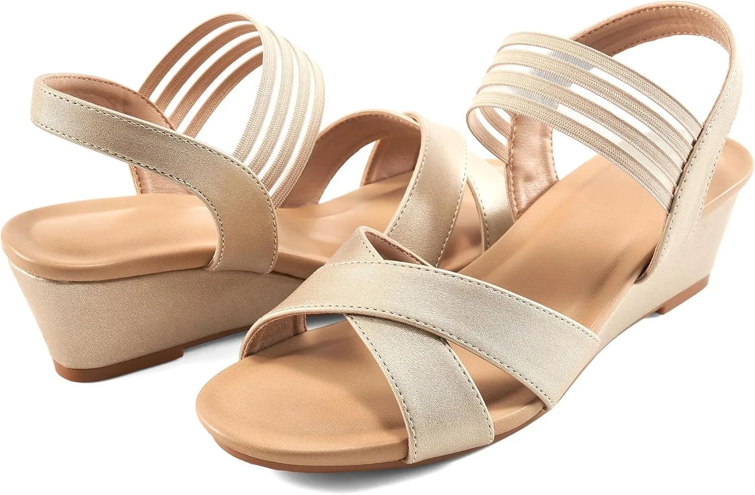Ablanczoom Wedge Sandals for Women Dressy: Summer Comfortable Ankle Strap Womens Sandal Casual Dressy Wedges Shoes