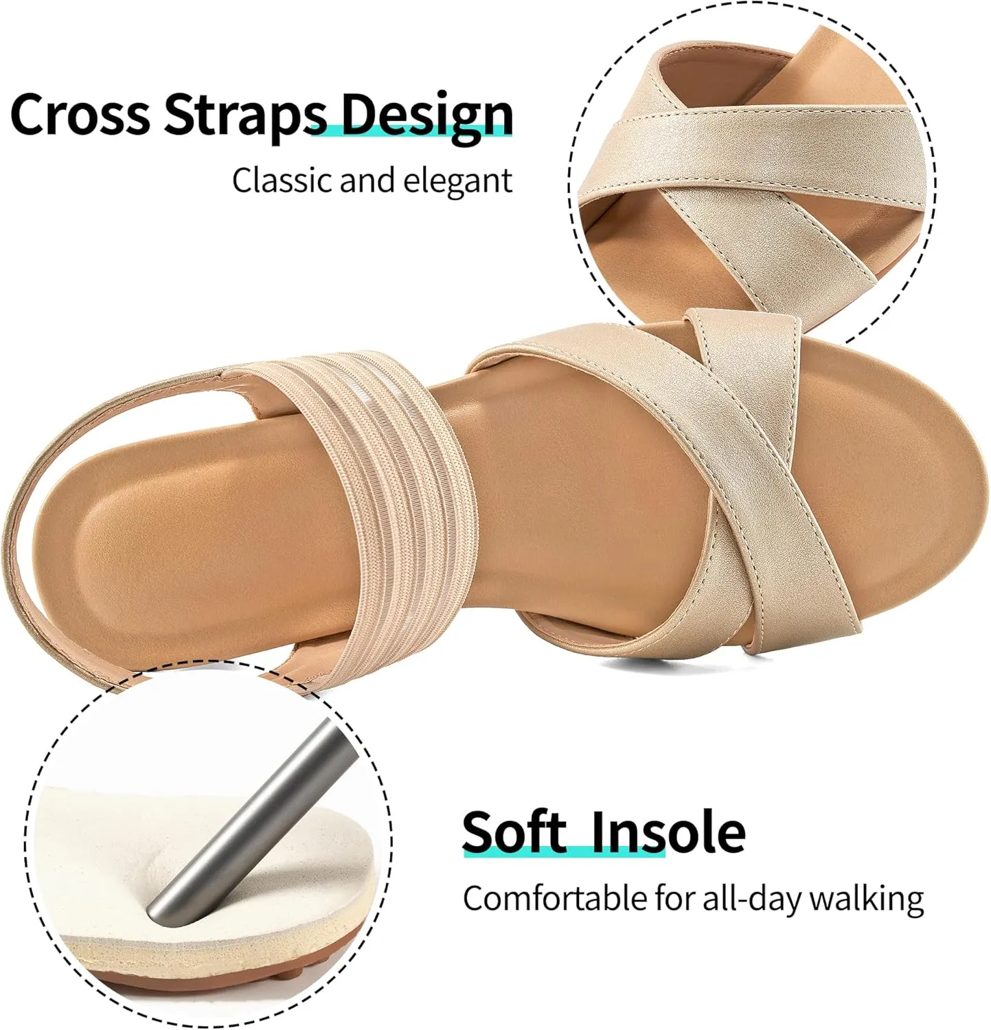 Ablanczoom Wedge Sandals for Women Dressy: Summer Comfortable Ankle Strap Womens Sandal Casual Dressy Wedges Shoes