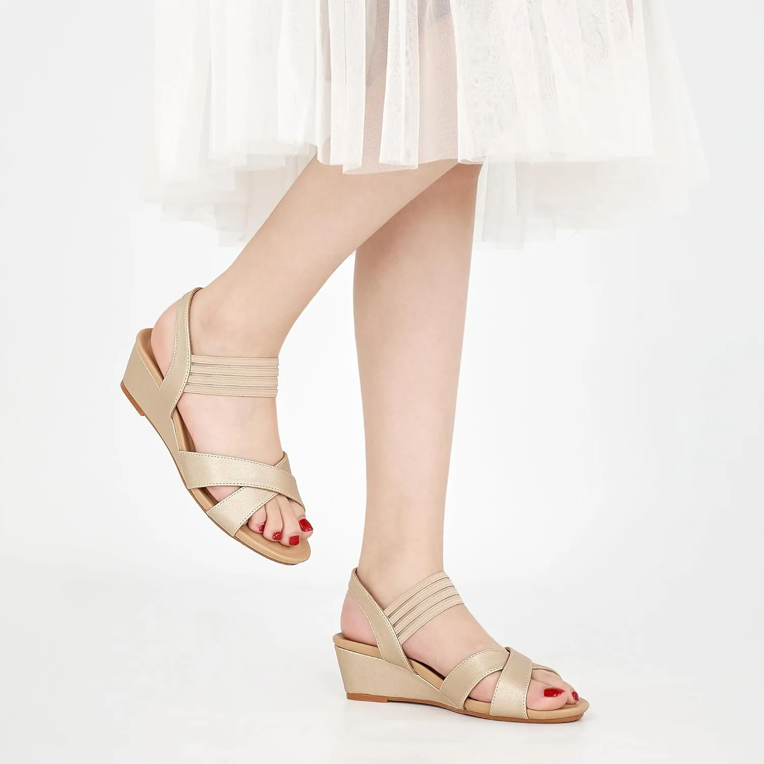 Ablanczoom Wedge Sandals for Women Dressy: Summer Comfortable Ankle Strap Womens Sandal Casual Dressy Wedges Shoes