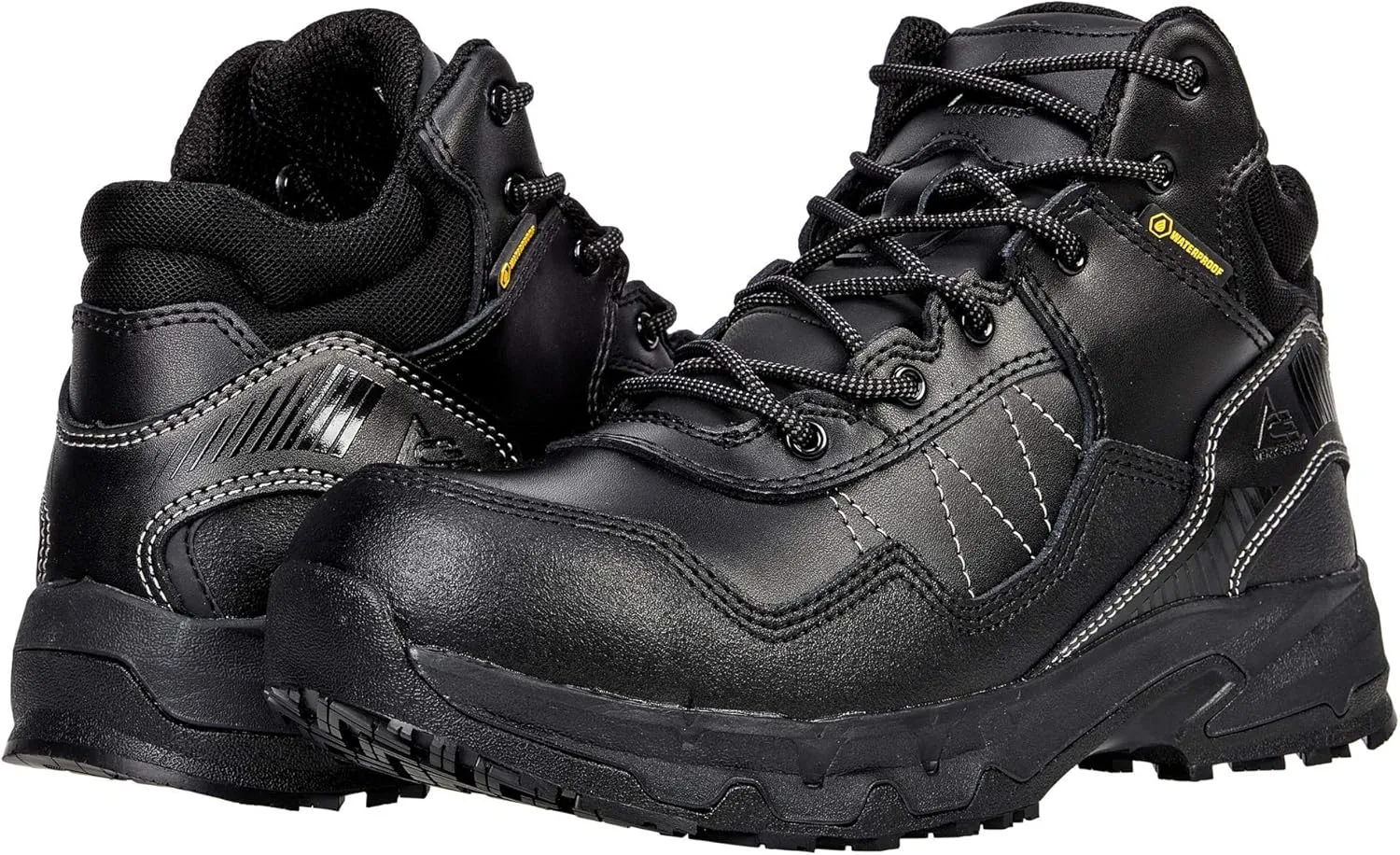 ACE Work Boots by SFC Piston Low and Mid, Men's, Women's, Unisex Soft Toe Slip Resistant Work Boots, Water Resistant, Black