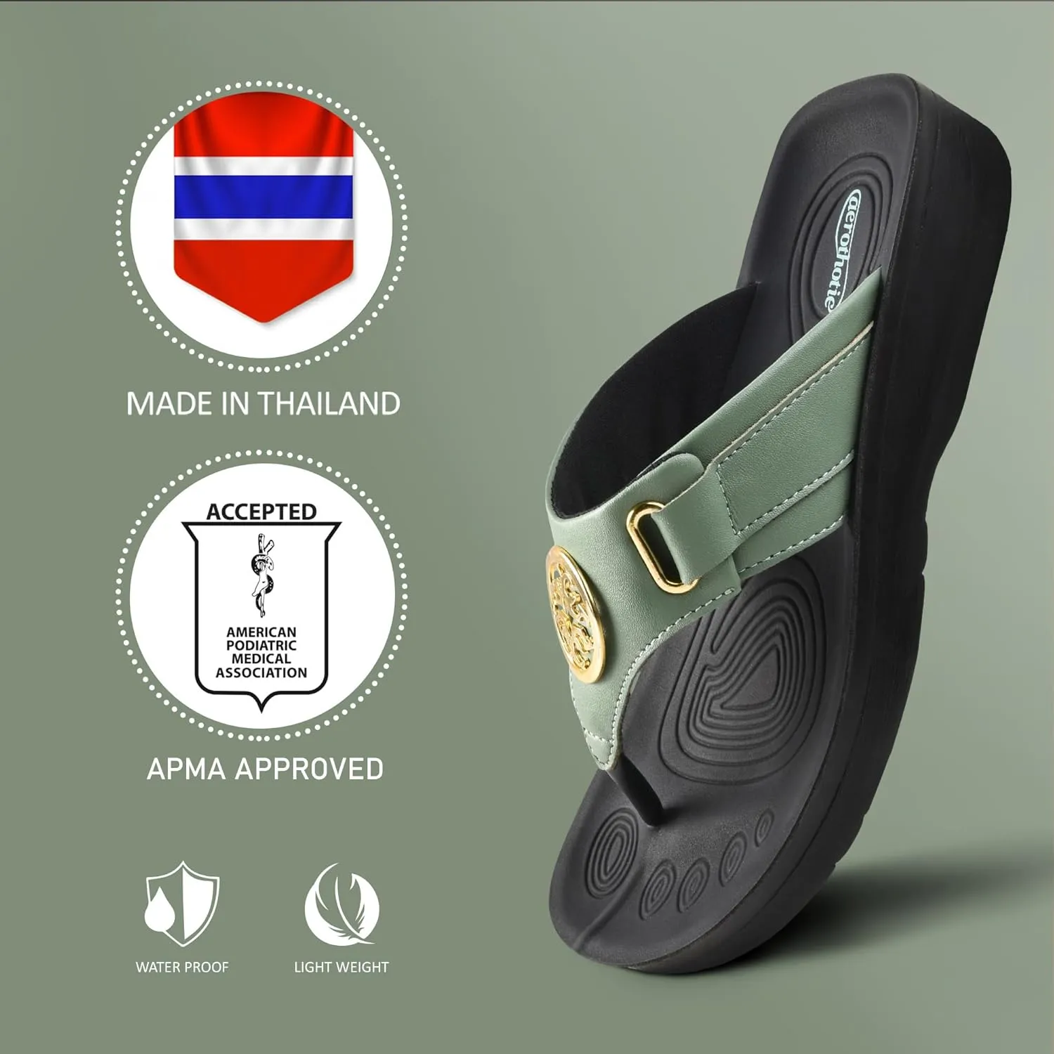 AEROTHOTIC Arch Support Flip Flops for Women Comfortable Stylish Straps with Non Slip Footbed Fashion Dressy Sandals Outdoor Travel Vacation Essentials