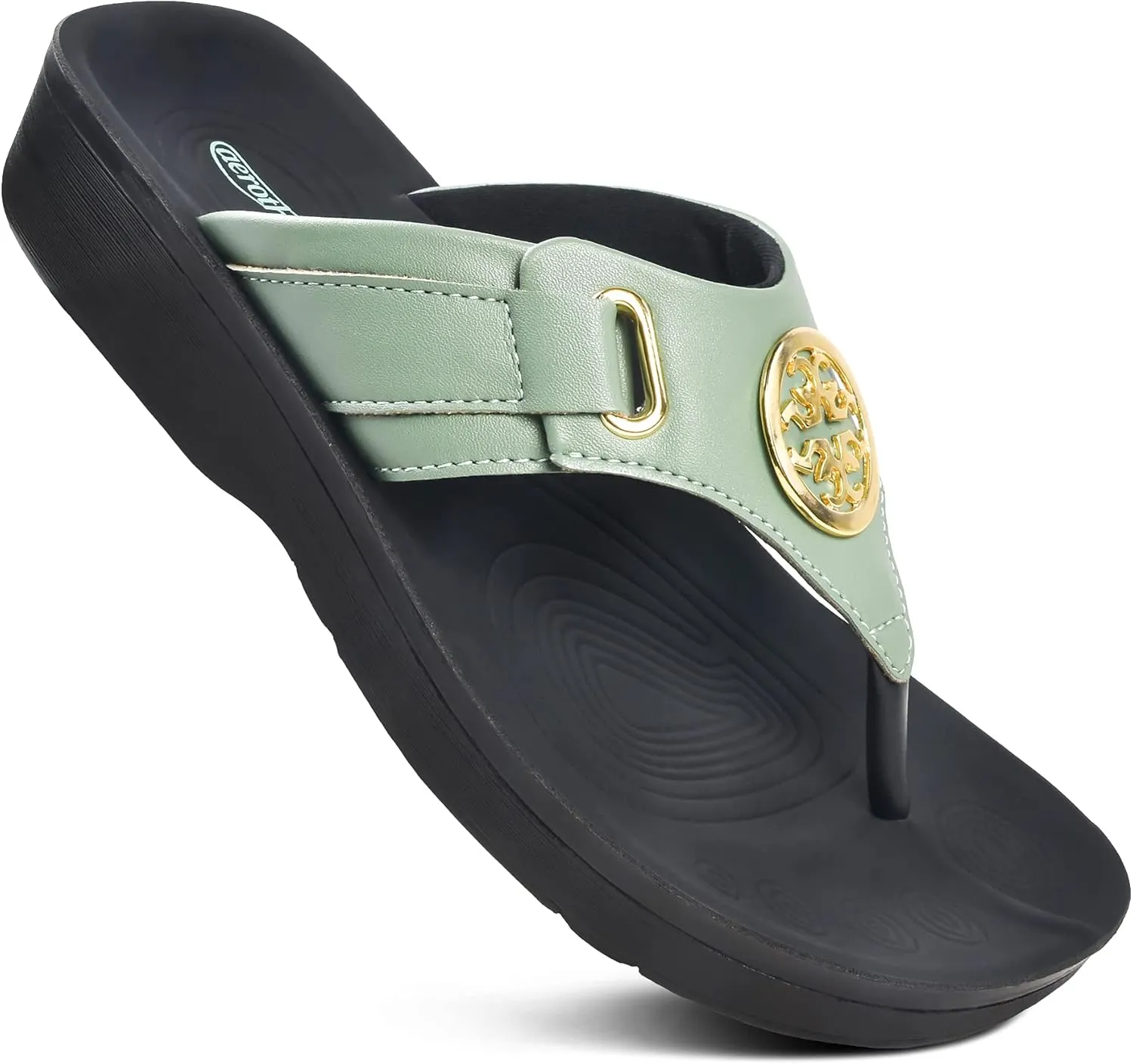AEROTHOTIC Arch Support Flip Flops for Women Comfortable Stylish Straps with Non Slip Footbed Fashion Dressy Sandals Outdoor Travel Vacation Essentials