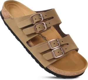 AEROTHOTIC Arch Support Recovery Slides for Women Comfy Memory Foam Cork Footbed Double Straps with Adjustable Buckle Slip on Beach Dressy Outdoor Ladies Sandals