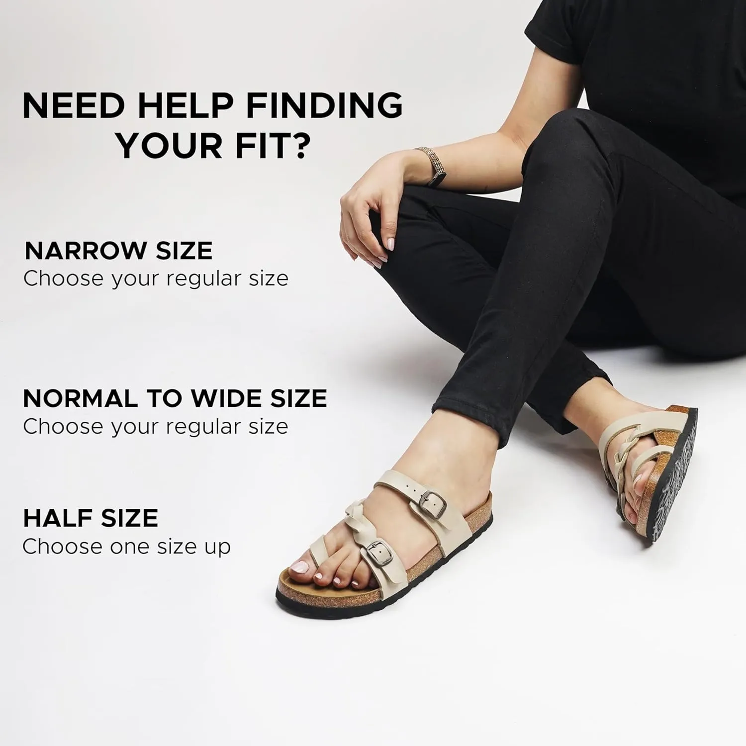 AEROTHOTIC Comfy Memory Foam Cork Sandals for Women Cute Dressy Adjustable Strappy Split Toe Slip On Vacation Essentials Women Footwear Open Toe Arch Support Slides