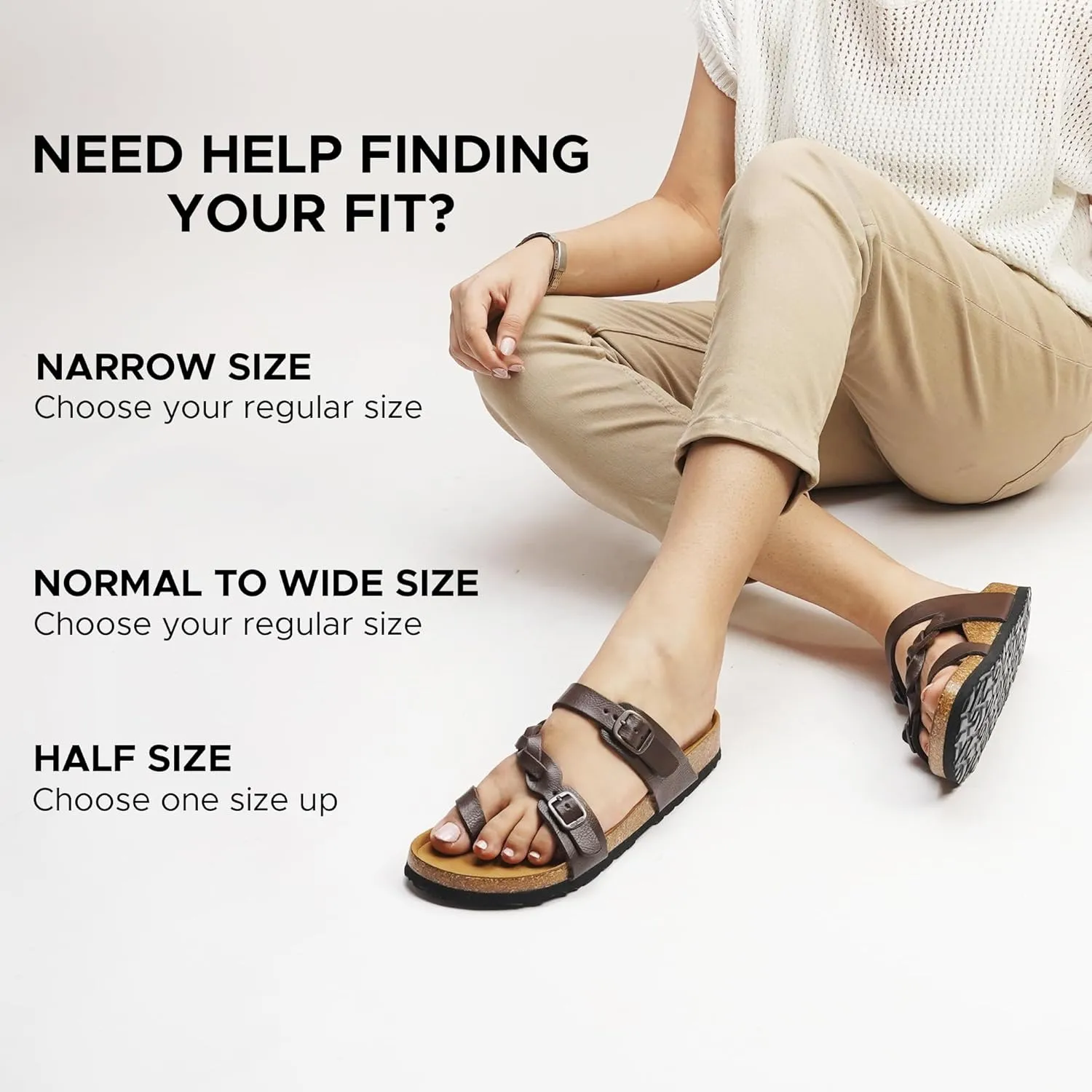 AEROTHOTIC Comfy Memory Foam Cork Sandals for Women Cute Dressy Adjustable Strappy Split Toe Slip On Vacation Essentials Women Footwear Open Toe Arch Support Slides