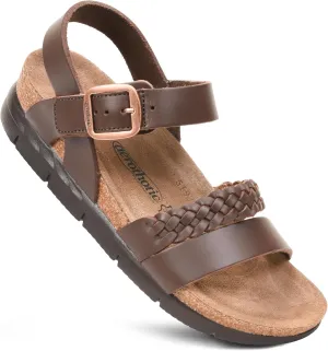 AEROTHOTIC Leather Platform Sandals with Arch Support Braided Straps Comfortable Wedge Sandals for Women Ideal for Walking Travel and Daily Use Slingback Slip-On