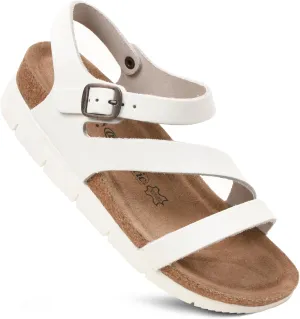AEROTHOTIC Leather Platform Sandals with Arch Support Strappy Memory Foam Comfortable Slip On Perfect for Outing Party Everyday Wedge Sandals for Women