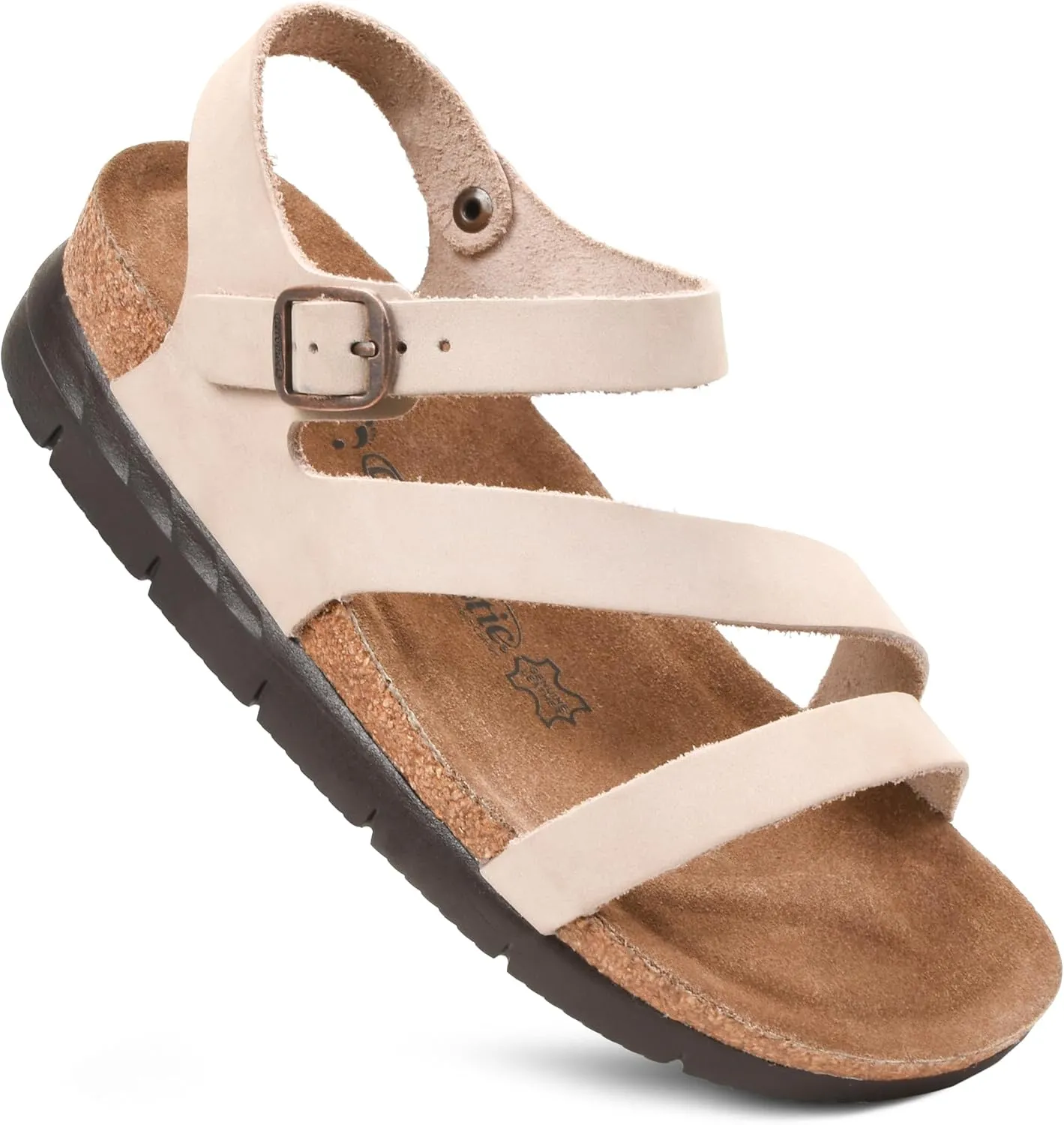 AEROTHOTIC Leather Platform Sandals with Arch Support Strappy Memory Foam Comfortable Slip On Perfect for Outing Party Everyday Wedge Sandals for Women