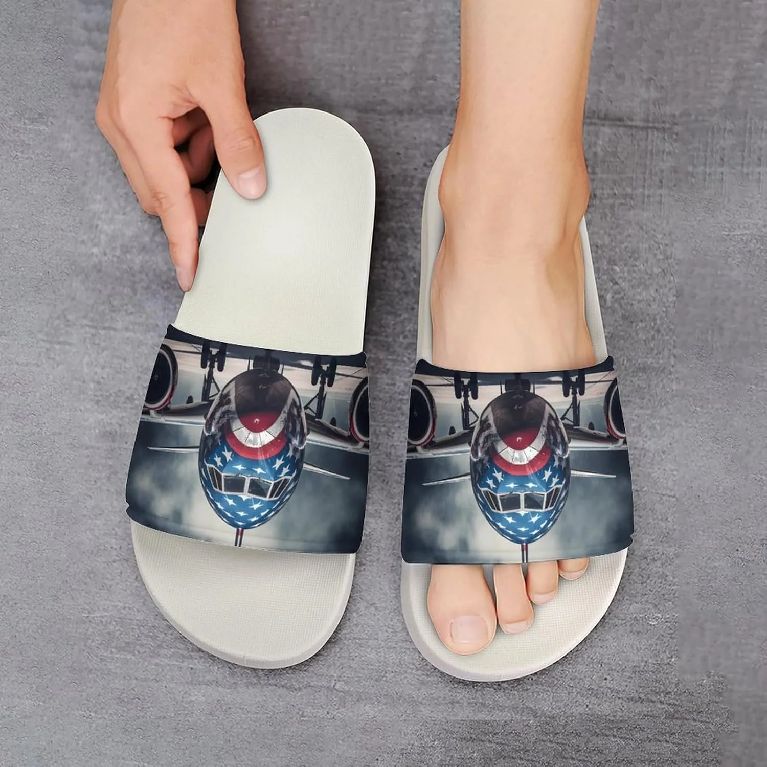 Aircraft Jets Home Slipper PVC Open Toe Shower Shoes Non-Slip Bathroom Sandals Pool Sandals for Men Women