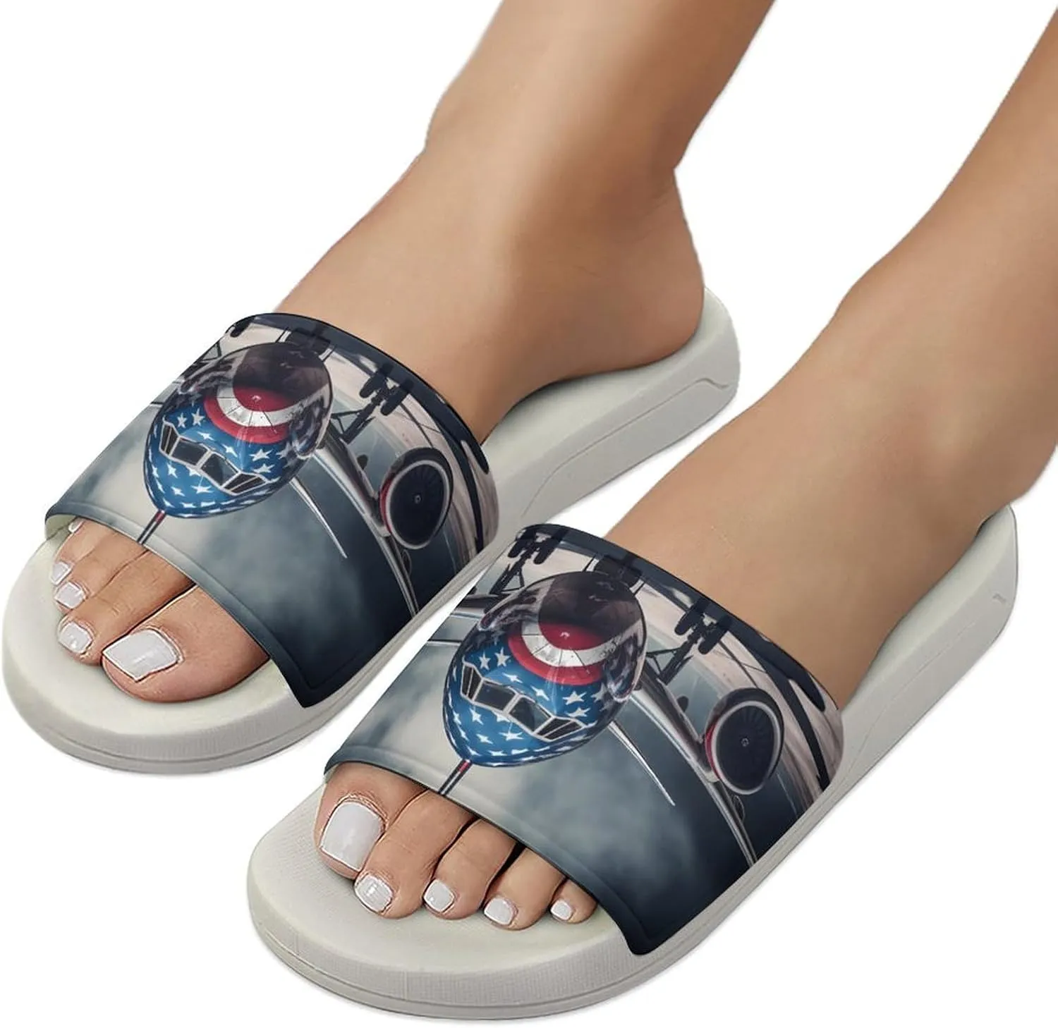 Aircraft Jets Home Slipper PVC Open Toe Shower Shoes Non-Slip Bathroom Sandals Pool Sandals for Men Women