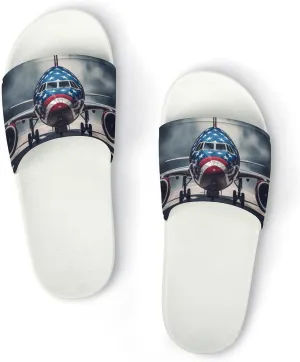 Aircraft Jets Home Slipper PVC Open Toe Shower Shoes Non-Slip Bathroom Sandals Pool Sandals for Men Women