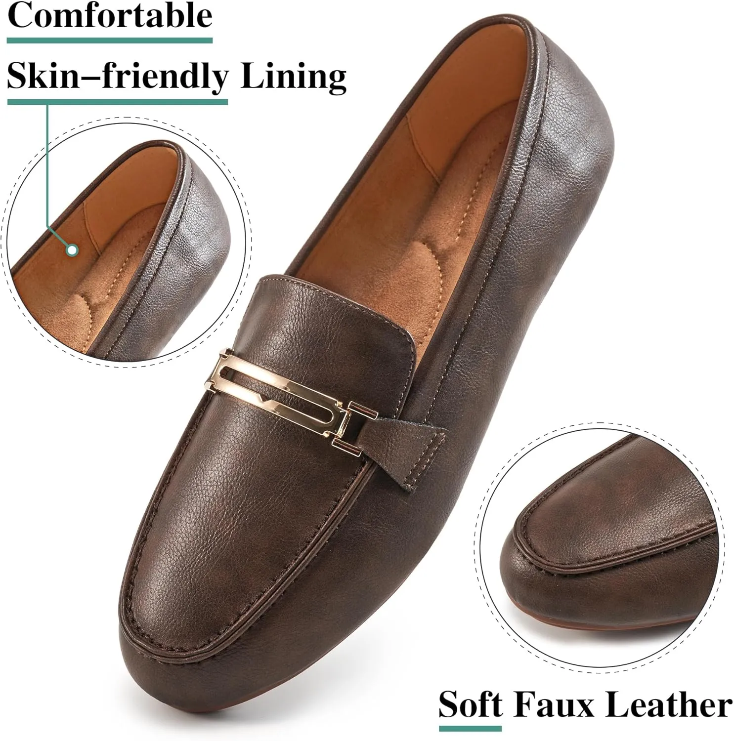 Alicegana Penny Loafers for Women Comfortable - Dress Casual Slip On Flat Shoes for Walking Business Work Driving Office
