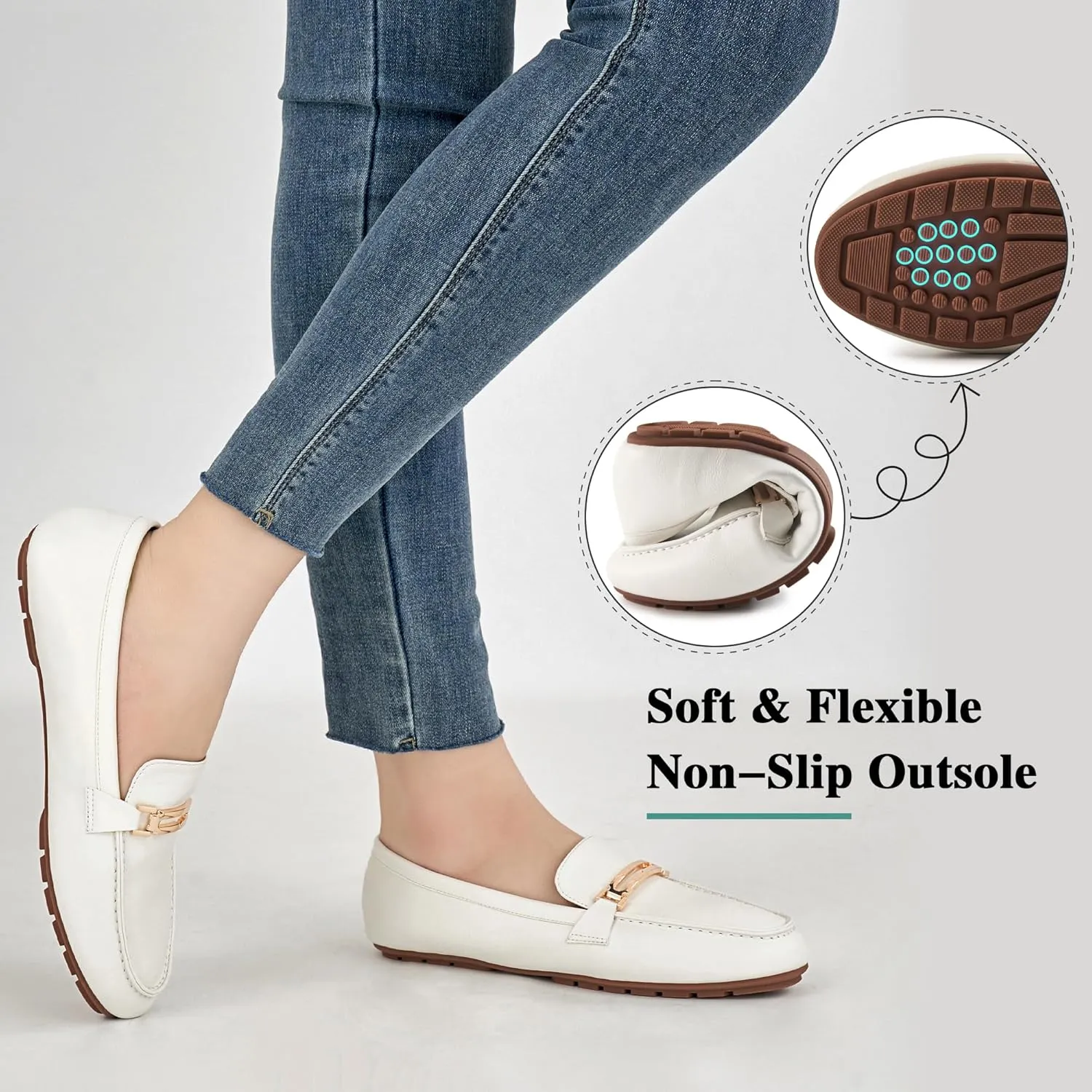Alicegana Penny Loafers for Women Comfortable - Dress Casual Slip On Flat Shoes for Walking Business Work Driving Office