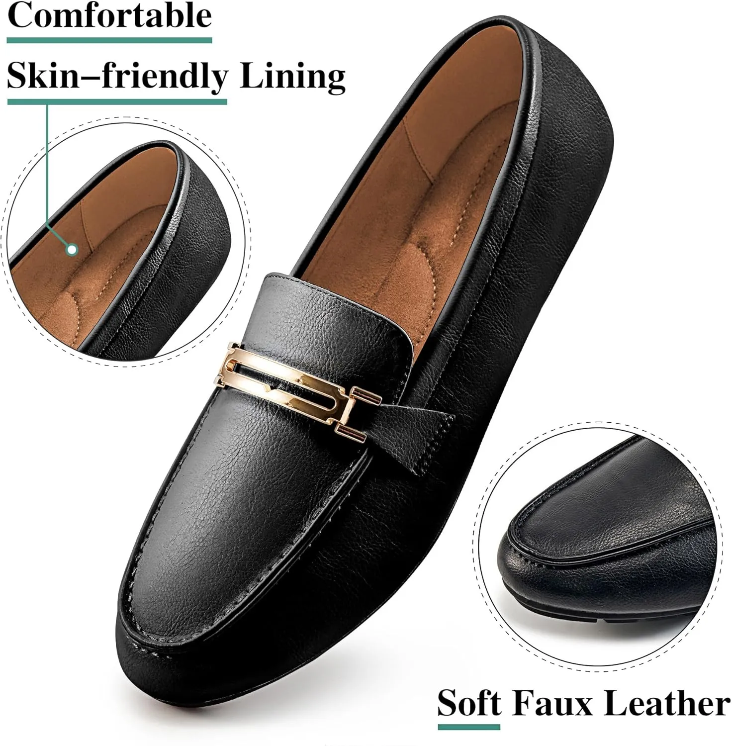 Alicegana Penny Loafers for Women Comfortable - Dress Casual Slip On Flat Shoes for Walking Business Work Driving Office