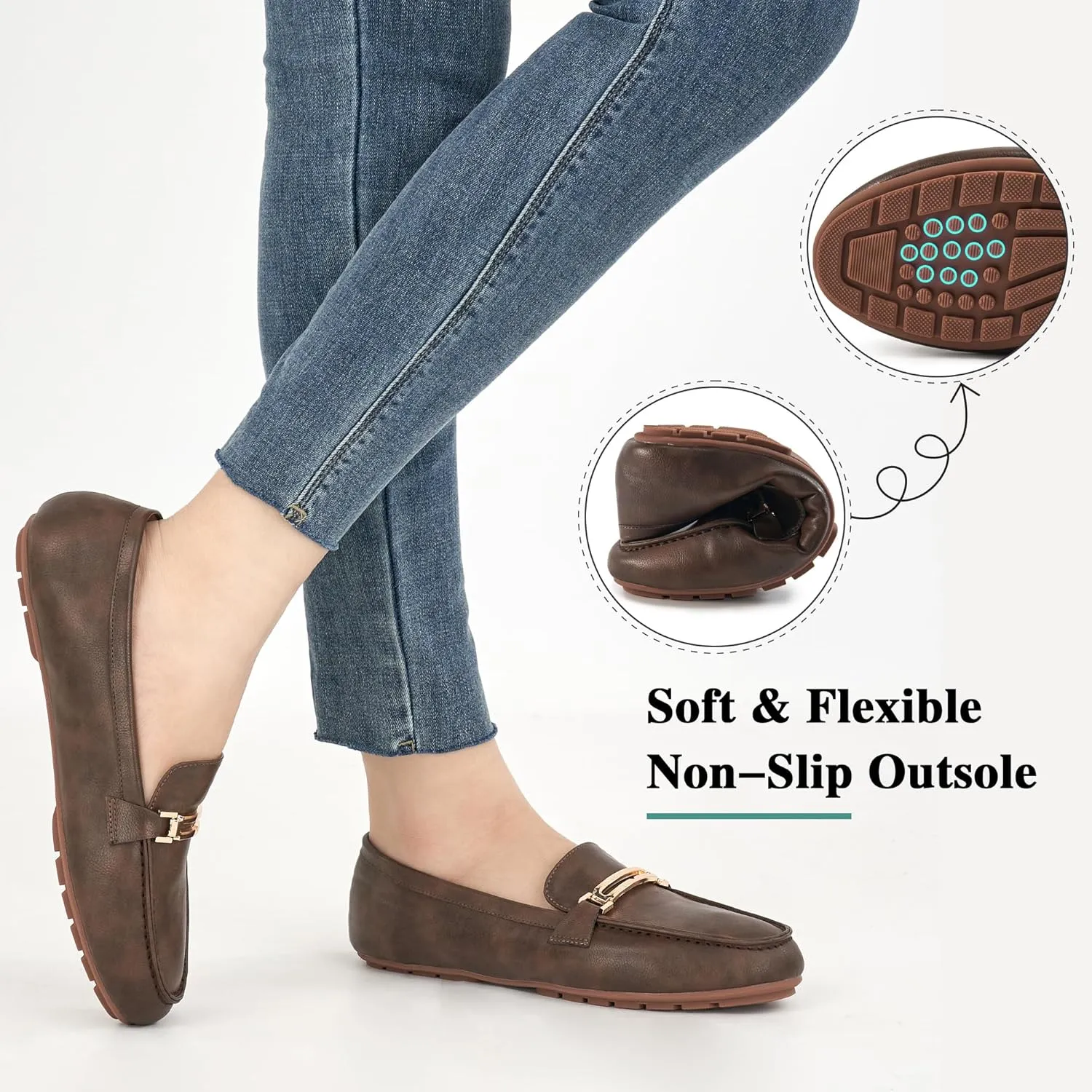 Alicegana Penny Loafers for Women Comfortable - Dress Casual Slip On Flat Shoes for Walking Business Work Driving Office