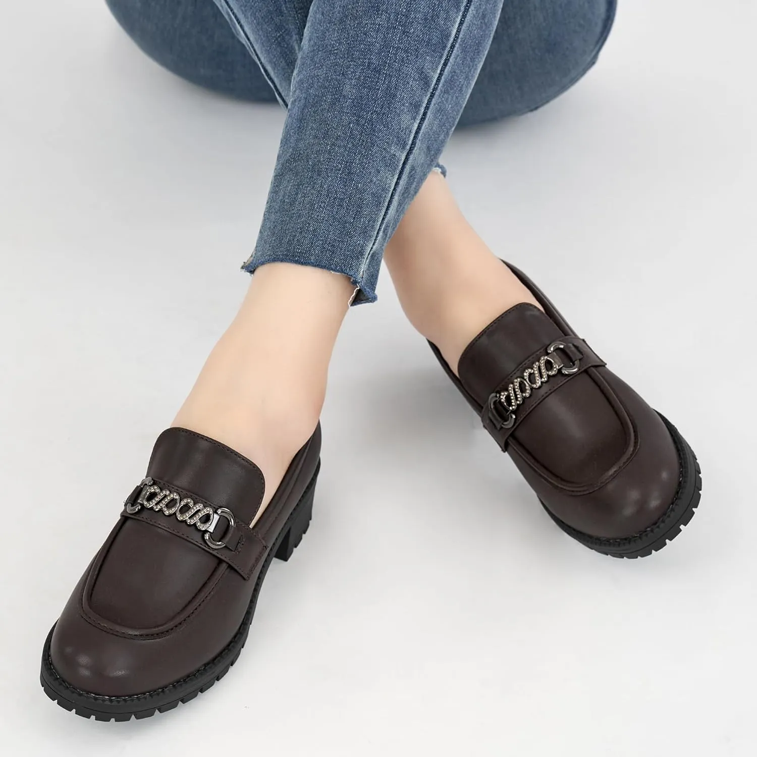 Alicegana Platform Loafers for Women Chunky: Comfortable Penny Loafer Fashion Casual Slip On Walking Shoes