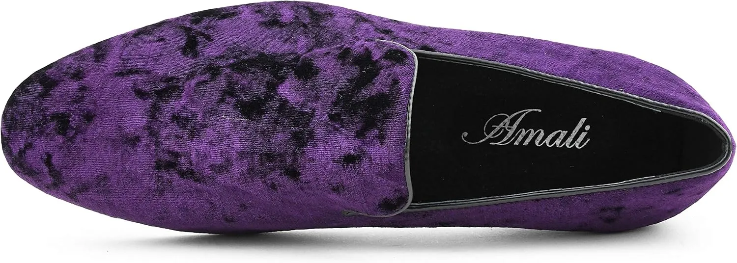 Amali Hauser2 - Men's Slippers - Mens Loafers - Designer Shoes for Men - Crushed Velvet, Luxurious, Mens Casual Shoes - Mens Slip On Shoes- Tuxedo Shoes
