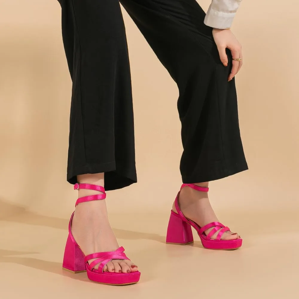 Amoji Women's 4 Inch Platform Chunky Heel Strappy Ankle Strap Block Heeled Sandals 305