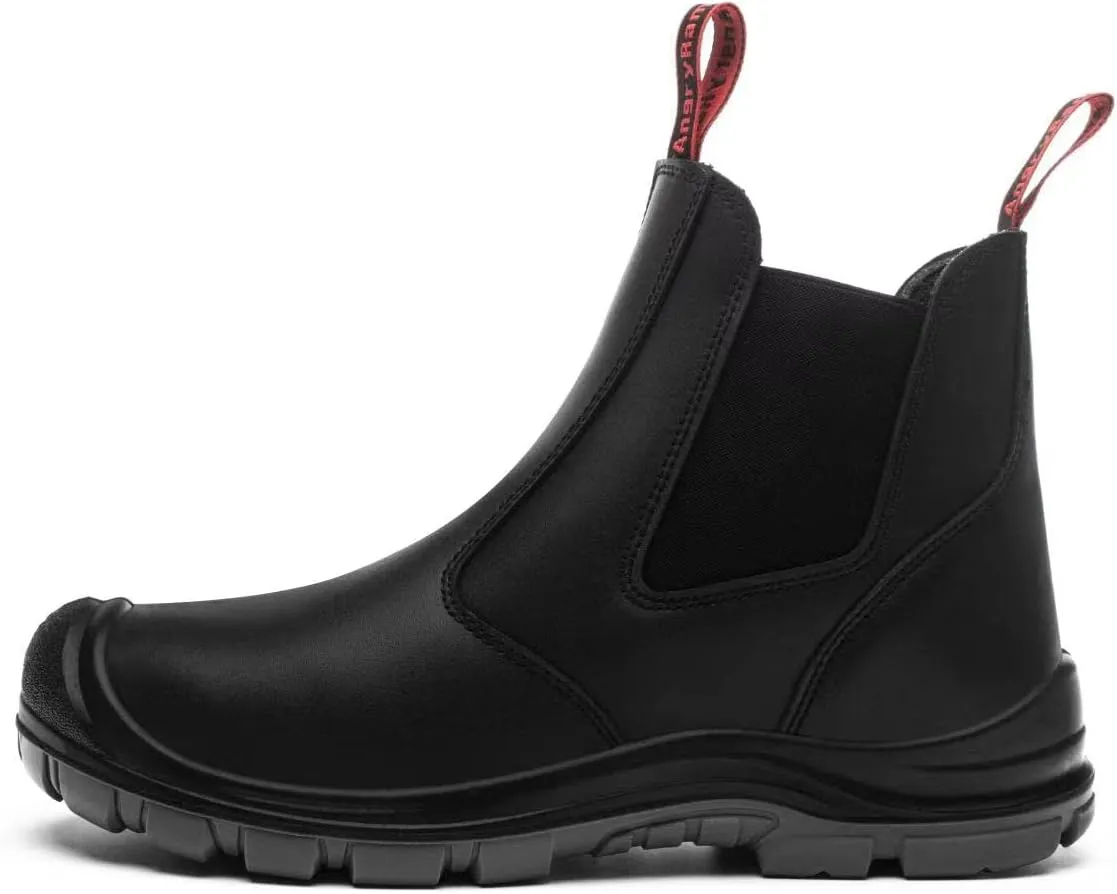 ANGRYRAM Steel Toe Slip on Work Boots for Men Waterproof Chelsea Industrial & Construction Shoes, Lightweight Comfortable Slip Resistant Safety boots