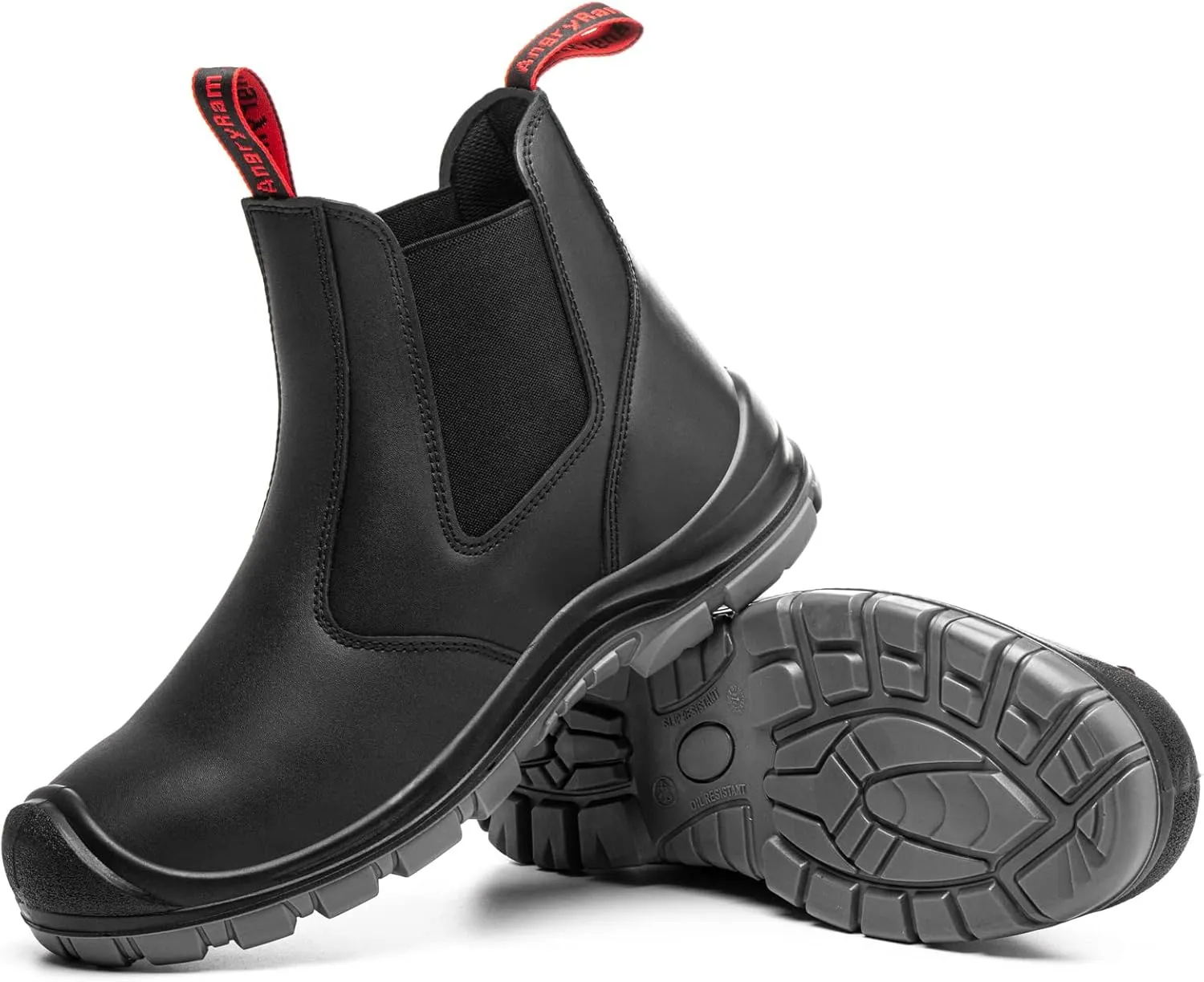 ANGRYRAM Steel Toe Slip on Work Boots for Men Waterproof Chelsea Industrial & Construction Shoes, Lightweight Comfortable Slip Resistant Safety boots