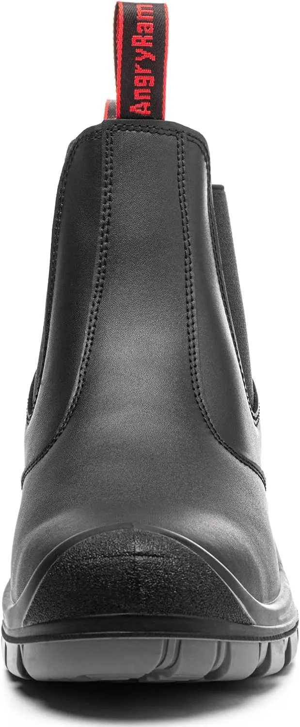 ANGRYRAM Steel Toe Slip on Work Boots for Men Waterproof Chelsea Industrial & Construction Shoes, Lightweight Comfortable Slip Resistant Safety boots