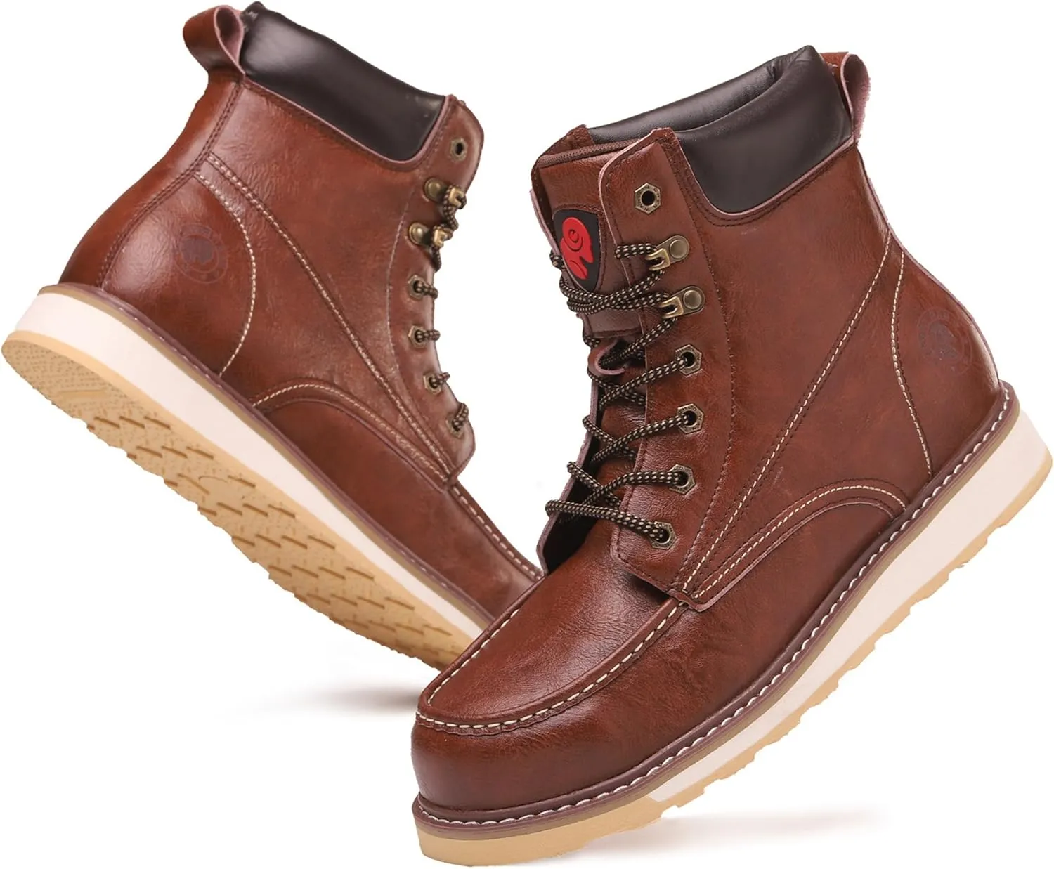 ANGRYRAM Work Boots for Men Steel/Soft Toe Boots,Waterproof Slip Resistant Industrial & Construction Work Boots