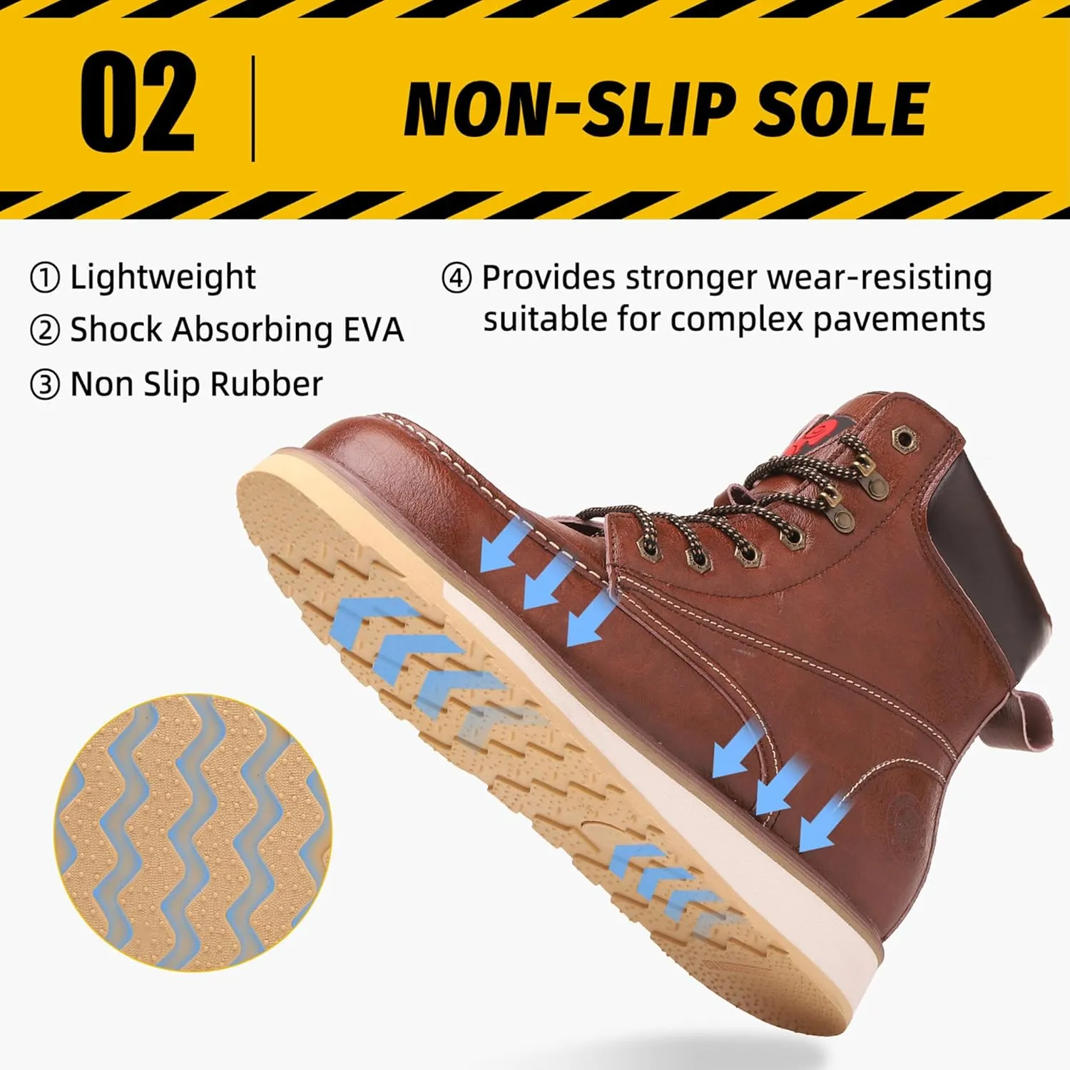ANGRYRAM Work Boots for Men Steel/Soft Toe Boots,Waterproof Slip Resistant Industrial & Construction Work Boots