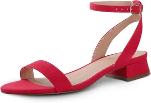 Ankis Black Nude White Red Women Sandals Comfortable Walking Strappy Open Toe Sandals for Women Dressy Summer 1 Inch Low block Heel Flat Adjustable Ankle Strap Wide Available 2023
