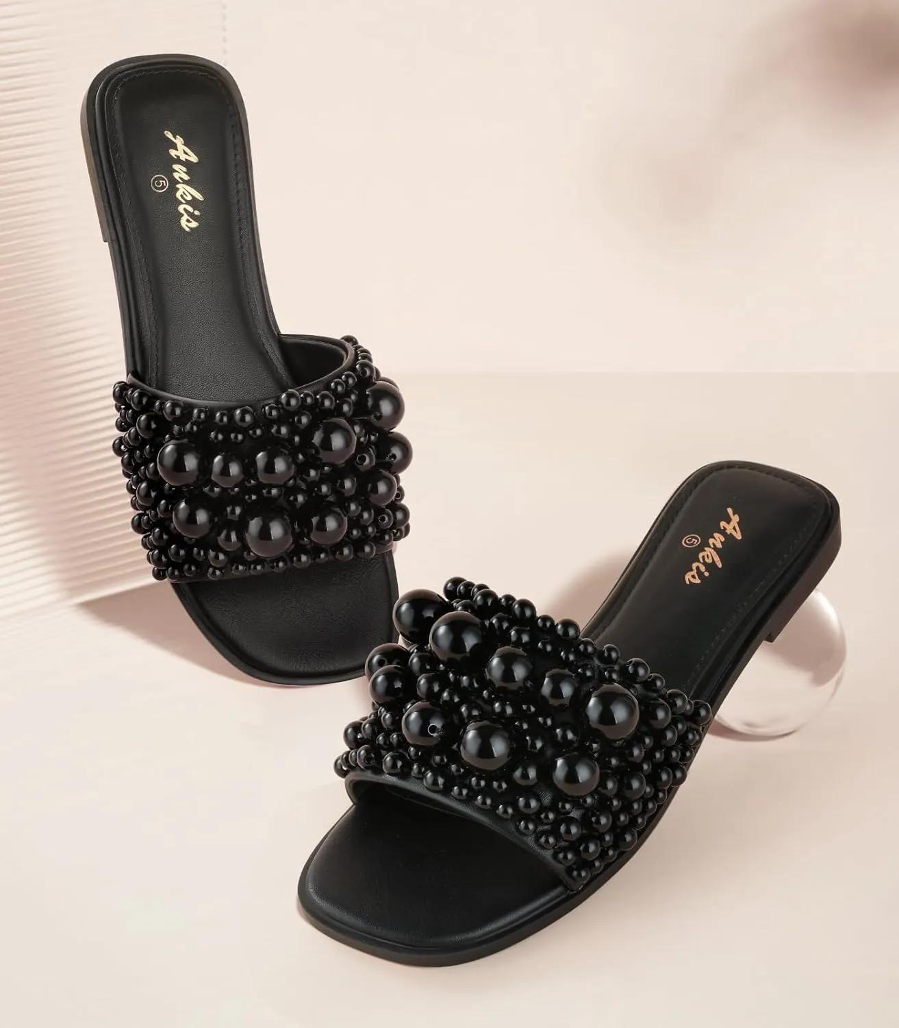 Ankis Black White Sandals Women Flat Sandals Comfortable Womens Slide Sandals Fashion Flat Sandals for Women 2025 Summer