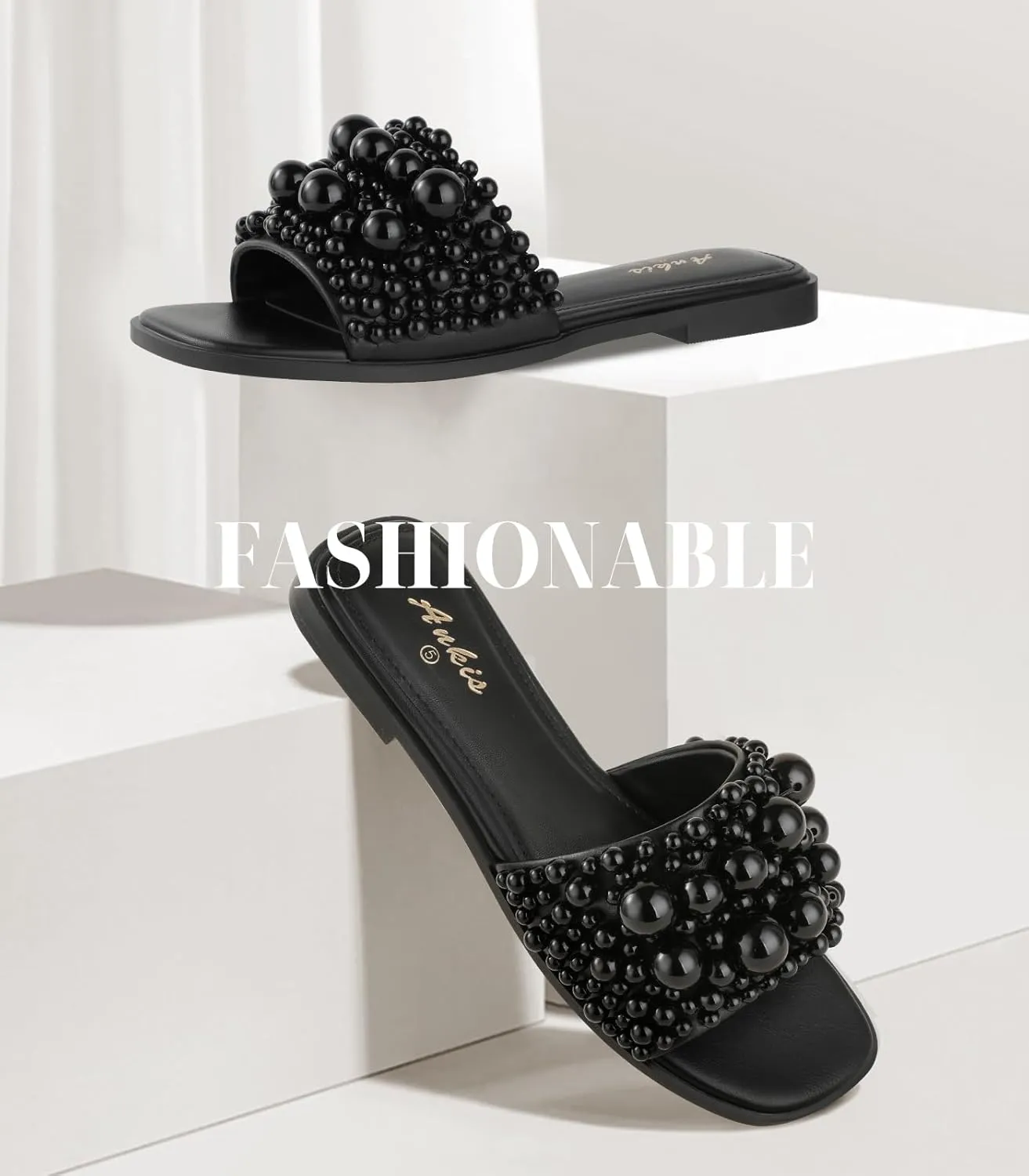 Ankis Black White Sandals Women Flat Sandals Comfortable Womens Slide Sandals Fashion Flat Sandals for Women 2025 Summer
