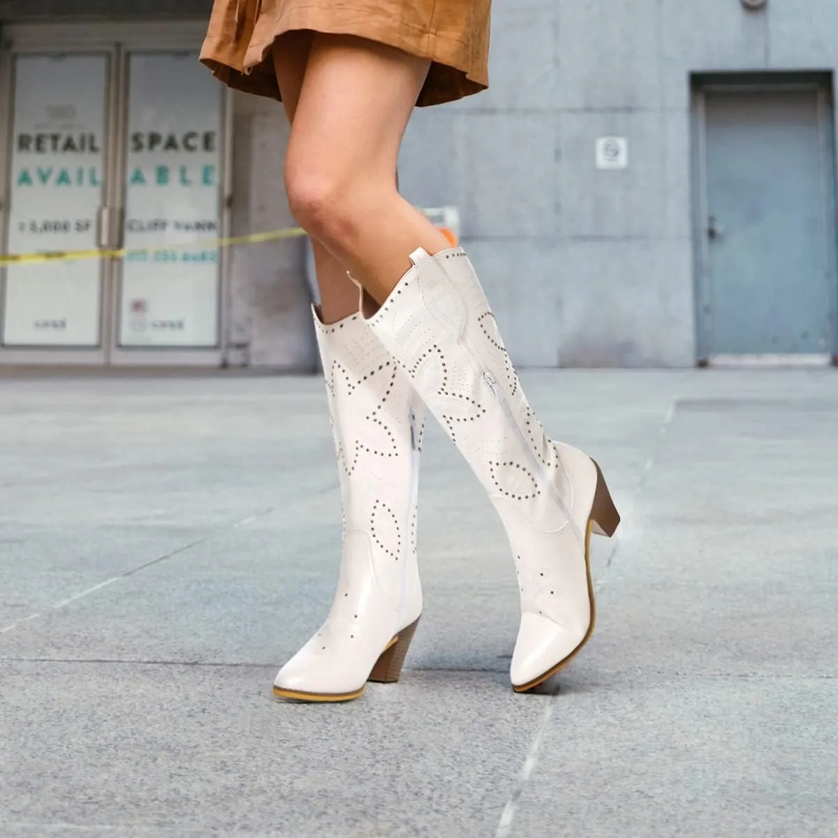 ANN CREEK Cowboy Knee High Boots for Women Cowgirl Boots Wide Calf Western Boots Pointed Toe Chunky Heel Tall Boots Dress Fall Girl Boots Hornsby
