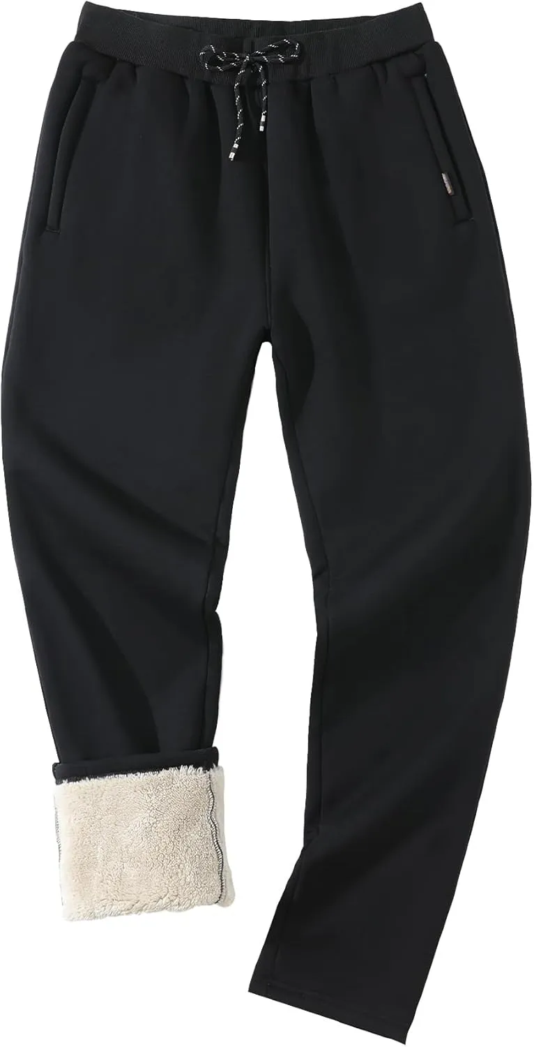 Aprsfn Men's Sherpa Lined Sweatpants Thicken Warm Athletic Pants Sports Jogger