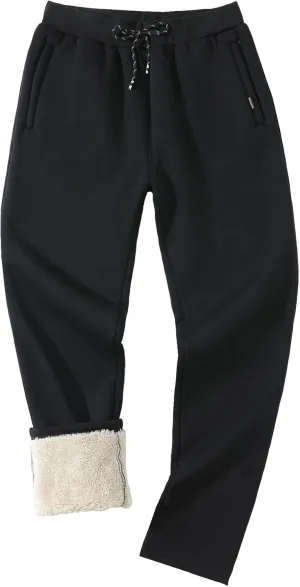 Aprsfn Men's Sherpa Lined Sweatpants Thicken Warm Athletic Pants Sports Jogger