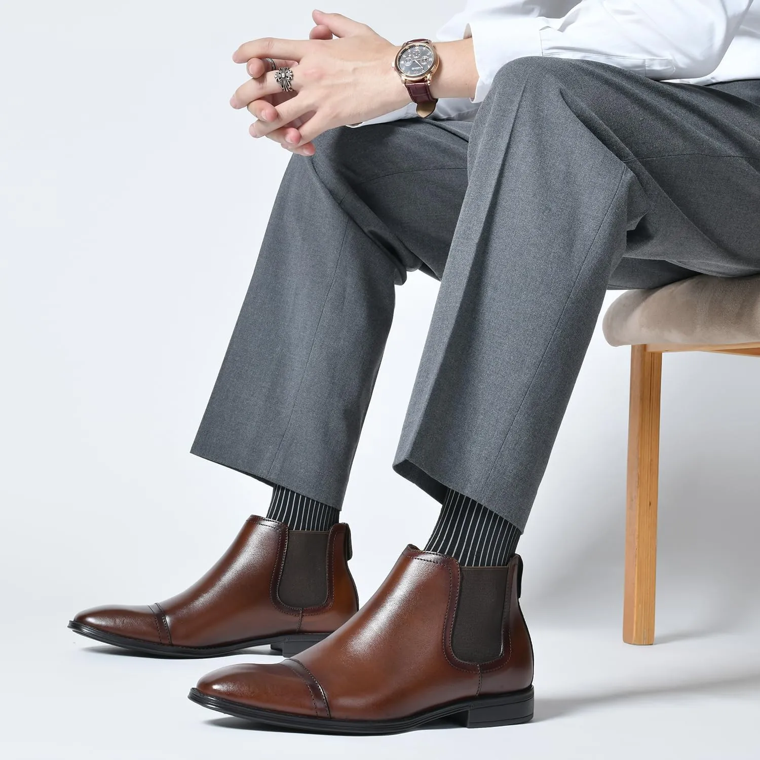Arkbird Men's Brown Oxford Dress Boots