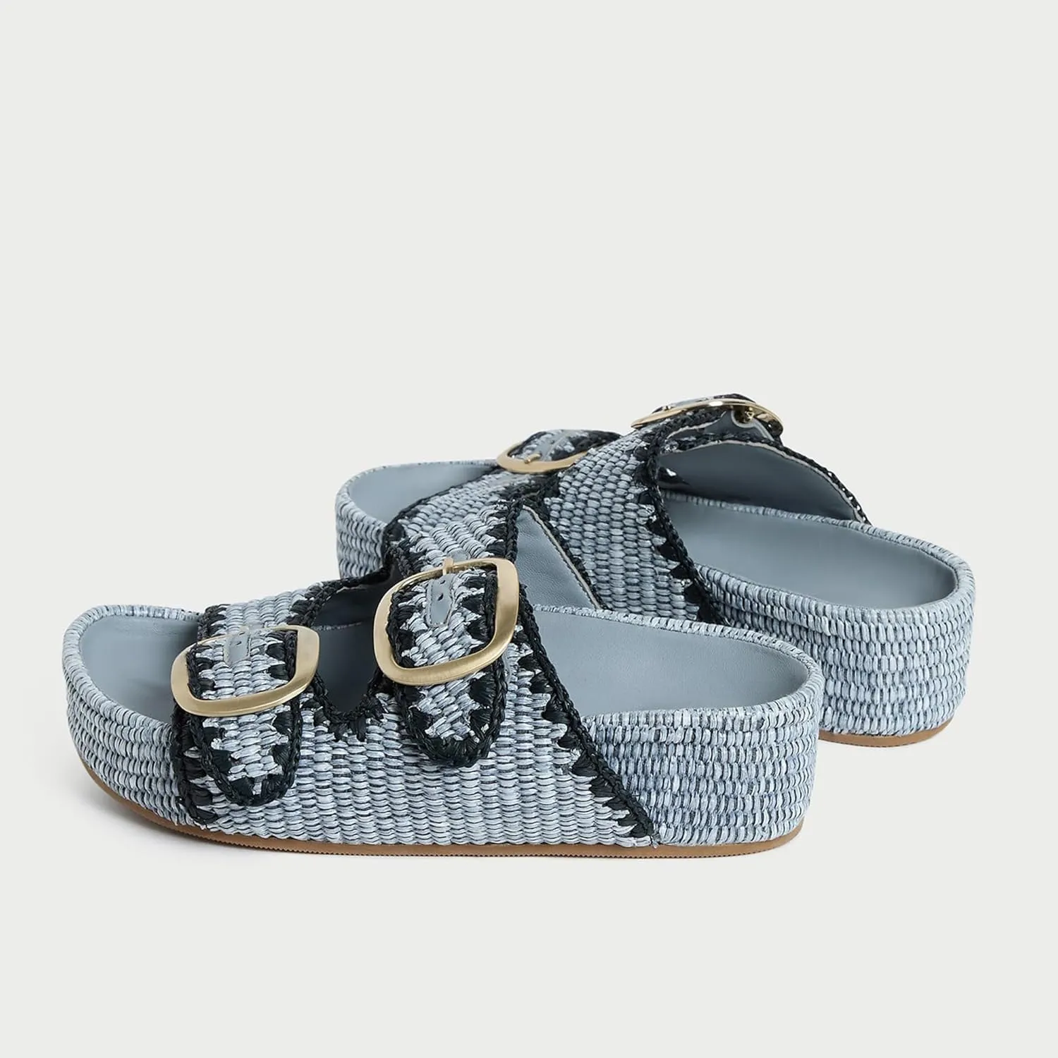 Arqa Raffia Platform Sandals for Women Open Toe Natural Straw Footbed Slides Comfortable Casual Adjustable Buckle Strap Woven Flatform Sandal Summer Beach Wedge Heel Slippers