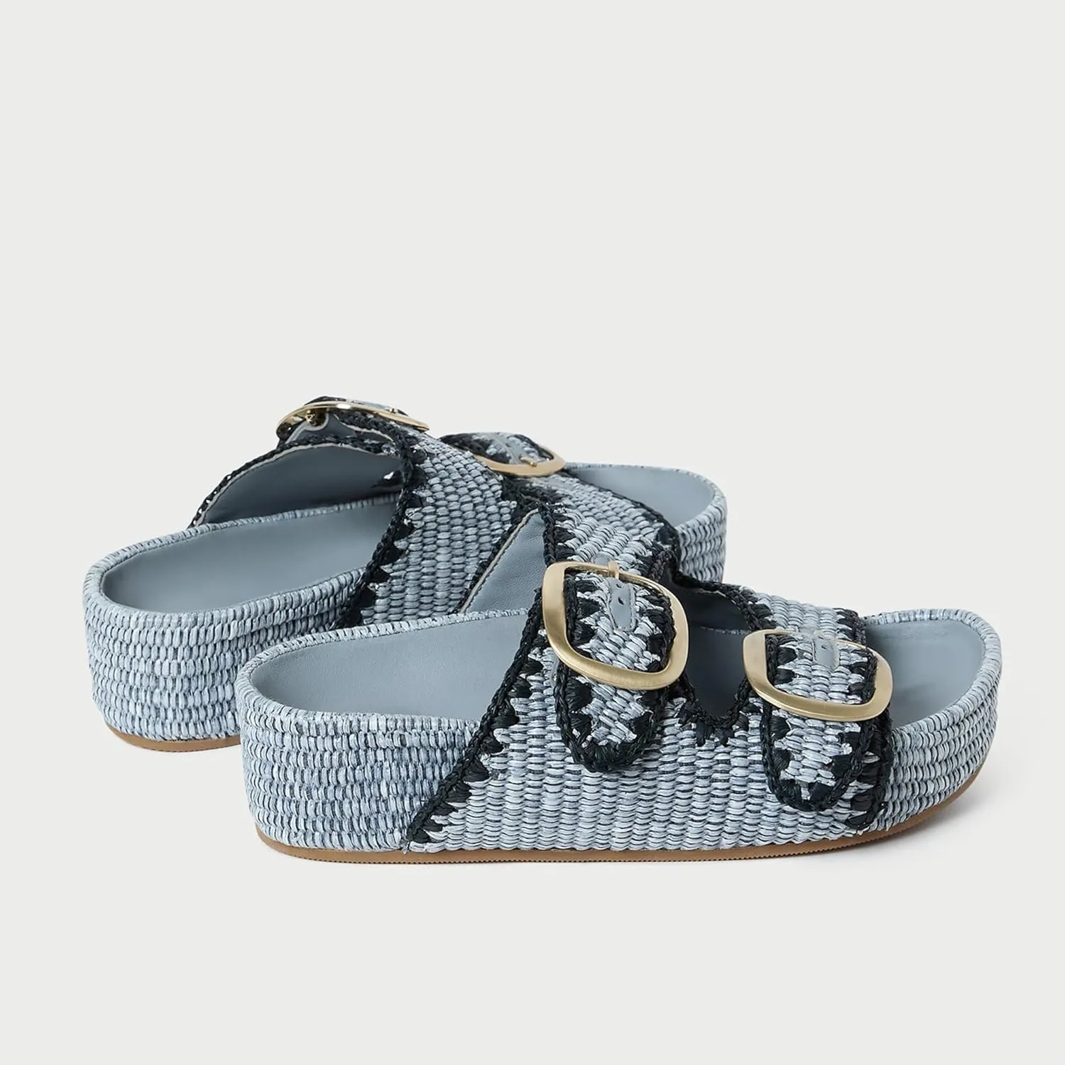 Arqa Raffia Platform Sandals for Women Open Toe Natural Straw Footbed Slides Comfortable Casual Adjustable Buckle Strap Woven Flatform Sandal Summer Beach Wedge Heel Slippers