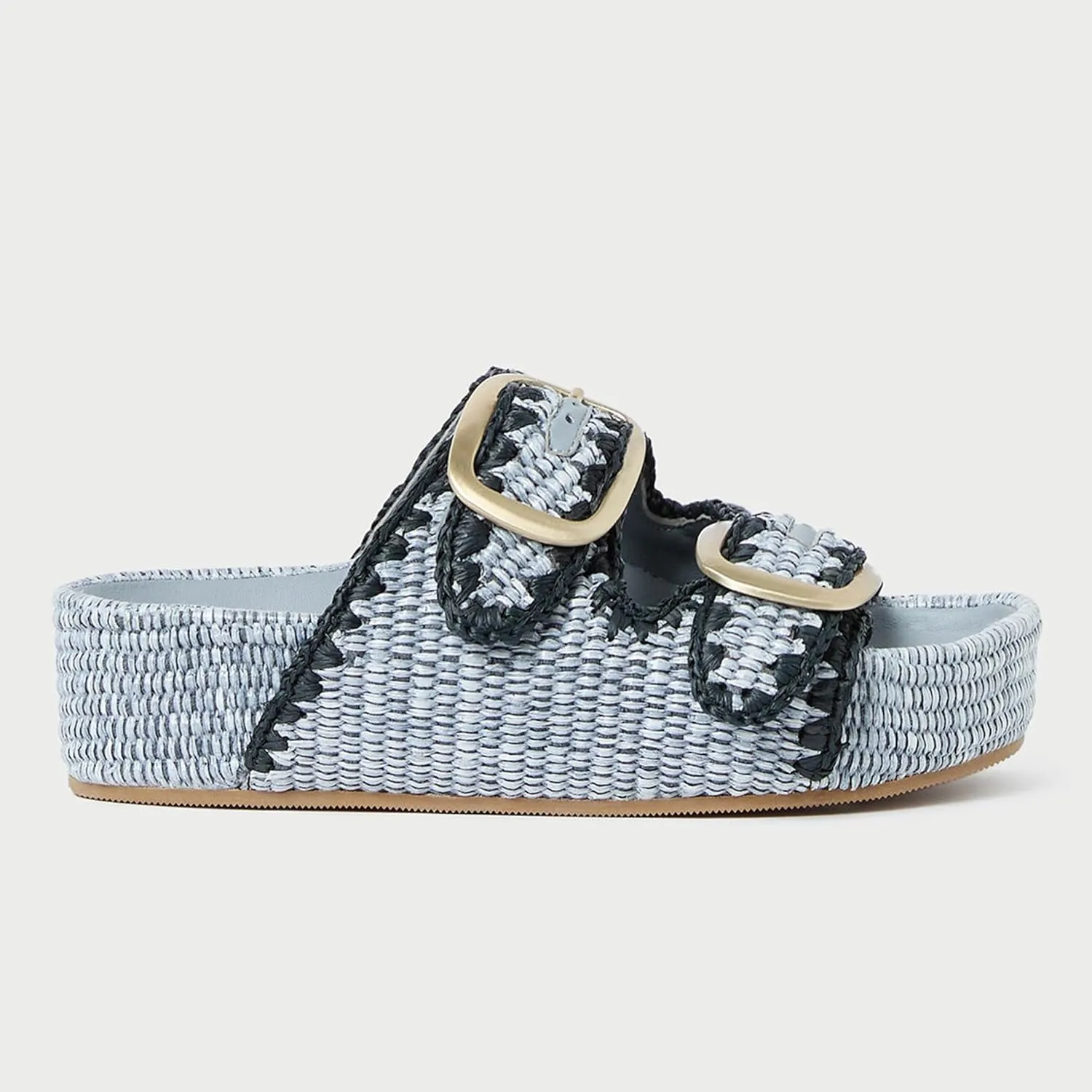 Arqa Raffia Platform Sandals for Women Open Toe Natural Straw Footbed Slides Comfortable Casual Adjustable Buckle Strap Woven Flatform Sandal Summer Beach Wedge Heel Slippers