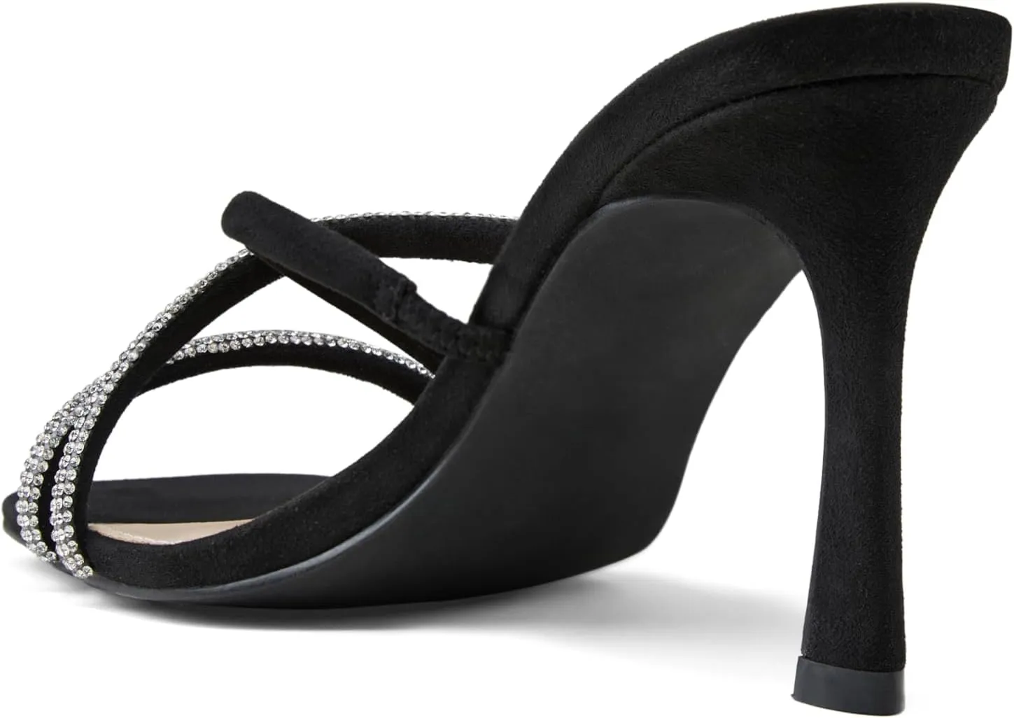 Arromic Women's Rhinestone Strappy High Stiletto Heels Square Open Toe Heeled Slip on Sandals Date Party Dress Wedding Sexy Crystal Straps Heels Shoes