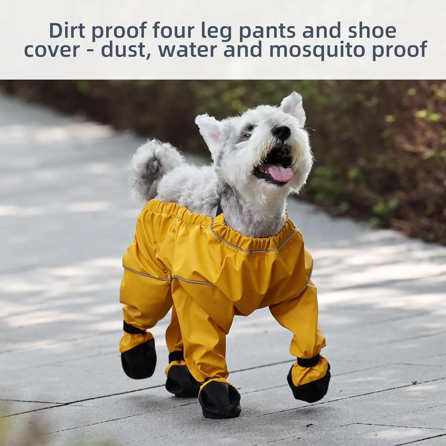 ASENKU Dog Shoes for Small Dogs, Soft Adjustable Dog Clothes with Dog Boots, Waterproof Anti-Slip Dog Boots & Paw Protectors for Rainy Days, Outdoor Walking, Running, Hiking (Yellow, S)
