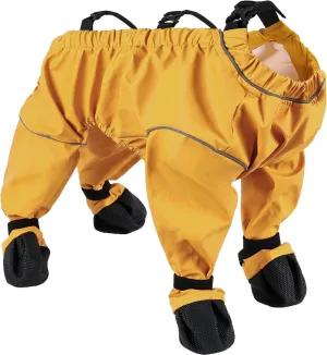 ASENKU Dog Shoes for Small Dogs, Soft Adjustable Dog Clothes with Dog Boots, Waterproof Anti-Slip Dog Boots & Paw Protectors for Rainy Days, Outdoor Walking, Running, Hiking (Yellow, S)