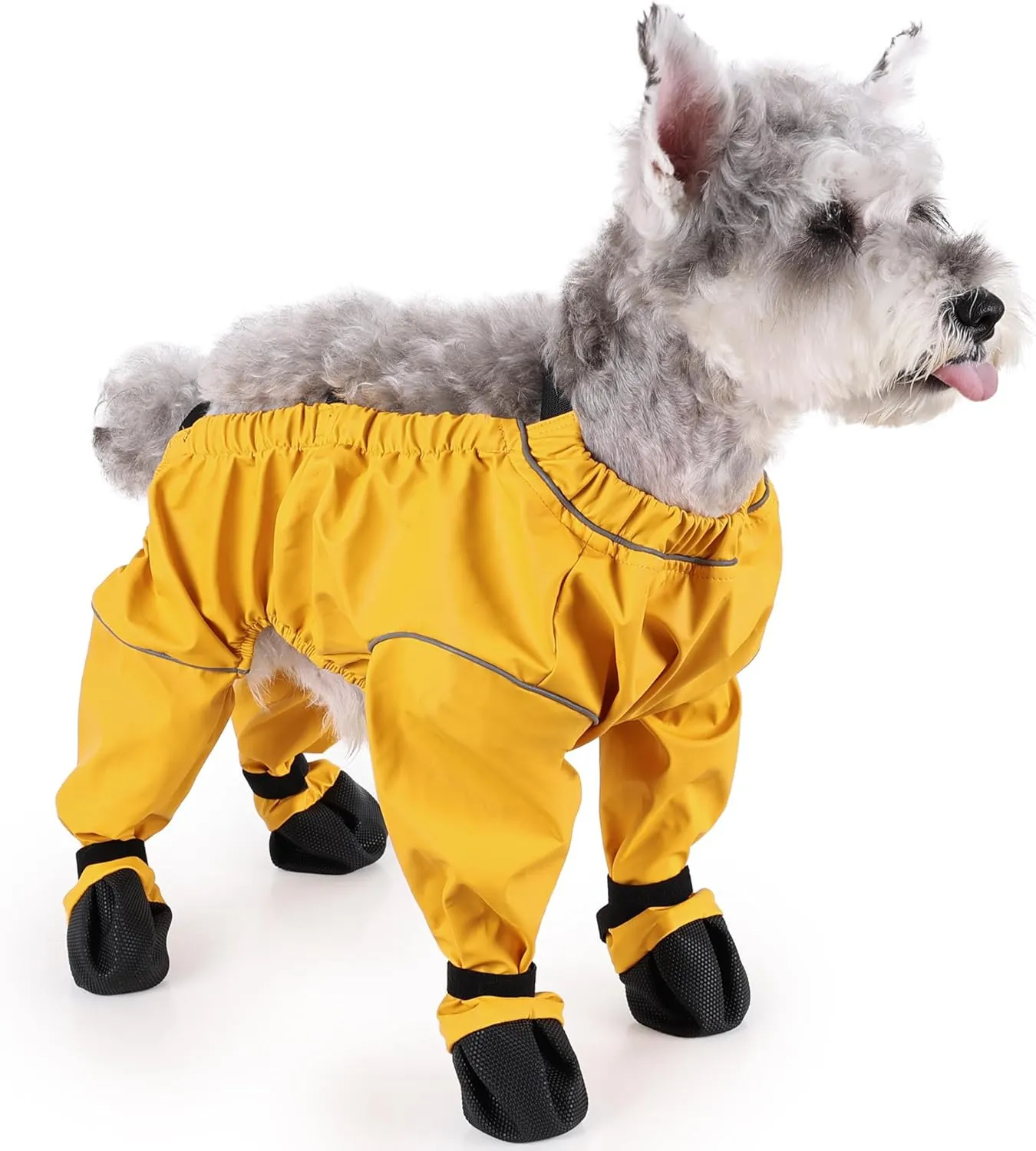 ASENKU Dog Shoes for Small Dogs, Soft Adjustable Dog Clothes with Dog Boots, Waterproof Anti-Slip Dog Boots & Paw Protectors for Rainy Days, Outdoor Walking, Running, Hiking (Yellow, S)