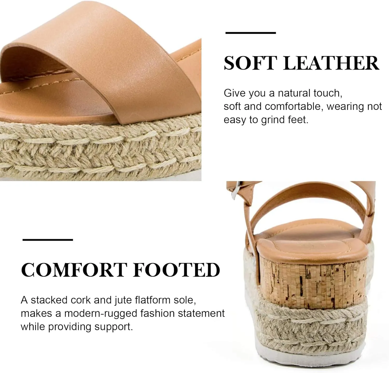 Athlefit Women's Espadrilles Sandals Ankle Strap Buckle Wedge Sandal Open Toe Studded Platform Sandals