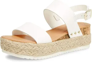 Athlefit Women's Espadrilles Sandals Ankle Strap Buckle Wedge Sandal Open Toe Studded Platform Sandals